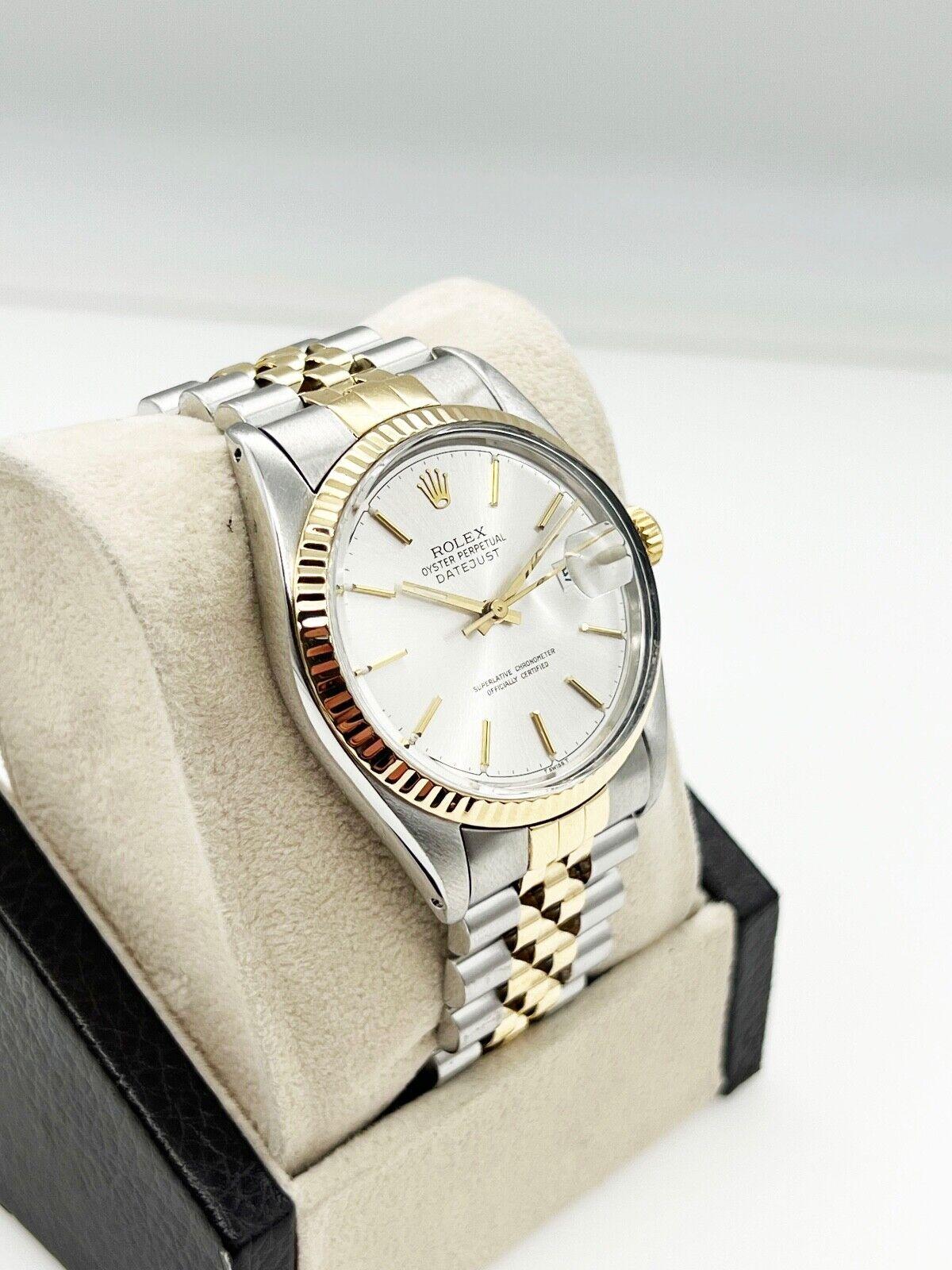 Rolex Datejust 16013 Silver Dial 18K Yellow Gold Stainless Steel In Good Condition For Sale In San Diego, CA
