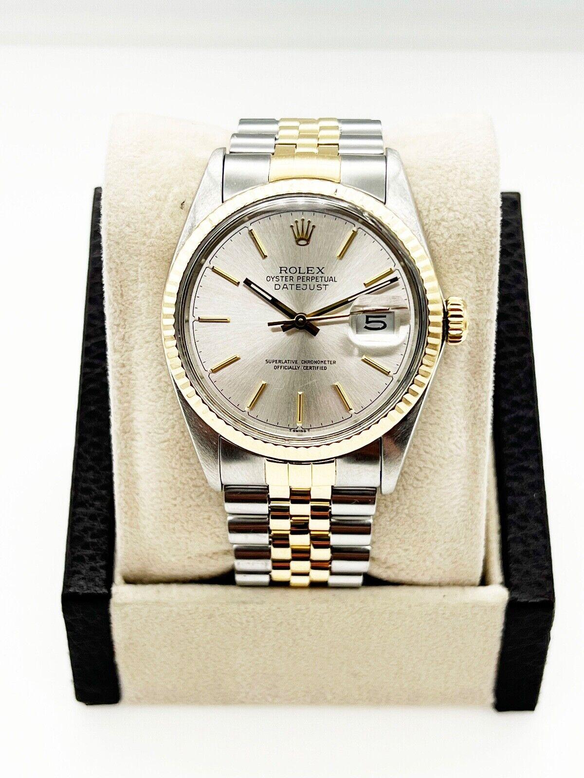 Rolex Datejust 16013 Silver Dial 18K Yellow Gold Stainless Steel For Sale 2