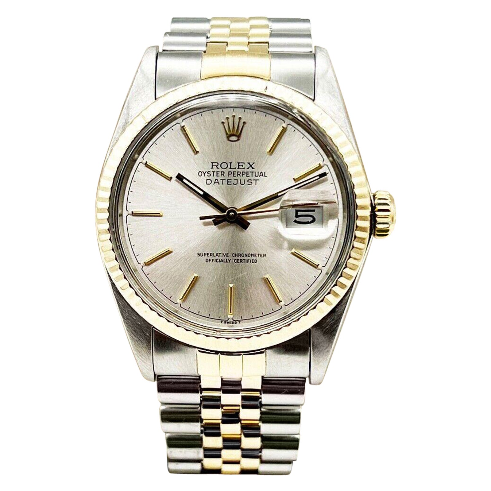 Rolex Datejust 16013 Silber Zifferblatt 18K Gelbgold Edelstahl