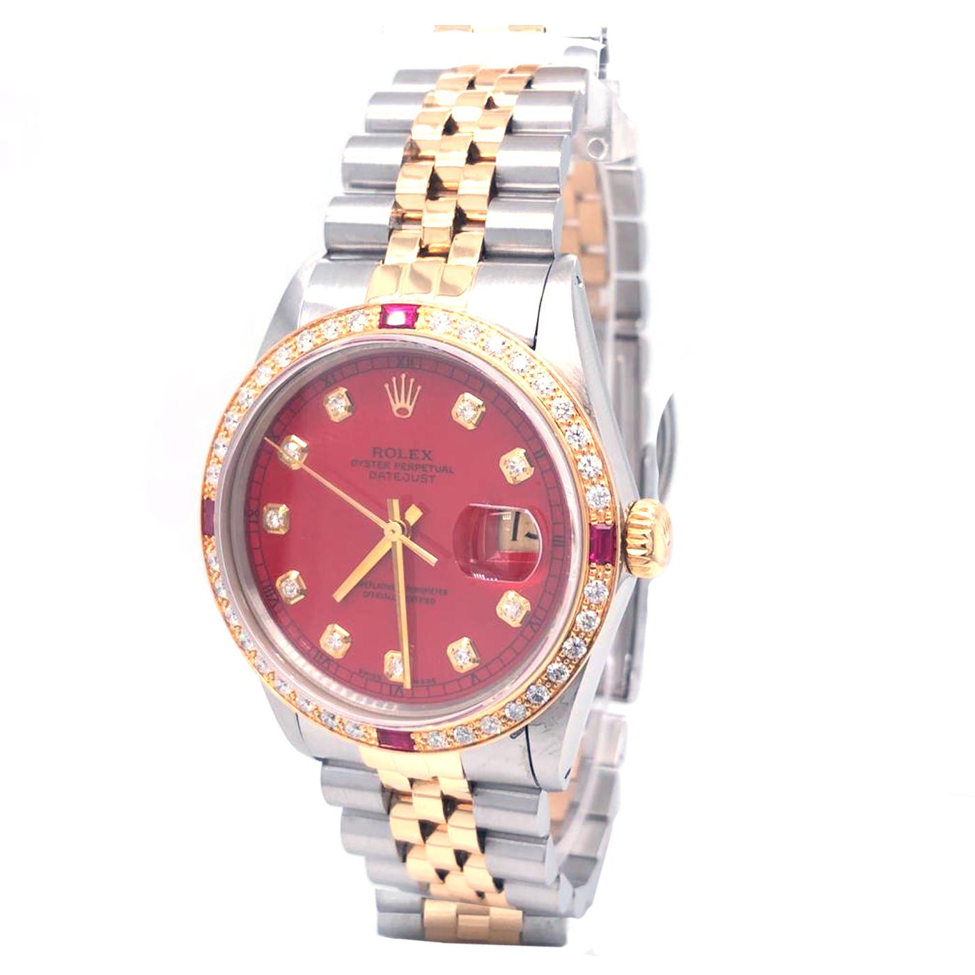 gold rolex with red face