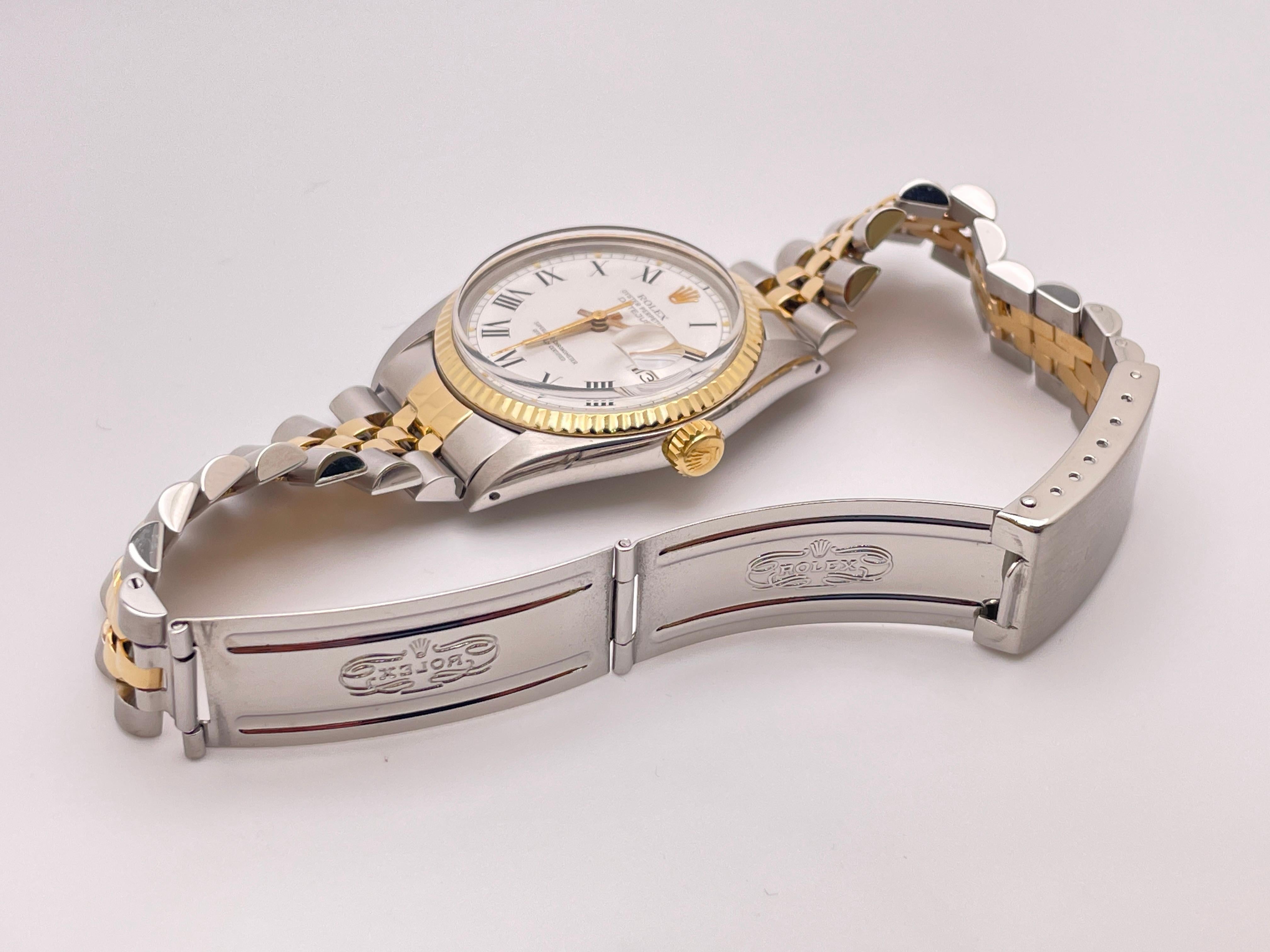 Rolex Datejust 16013 Weißes Zifferblatt zwei Töne Herrenuhr im Angebot 7