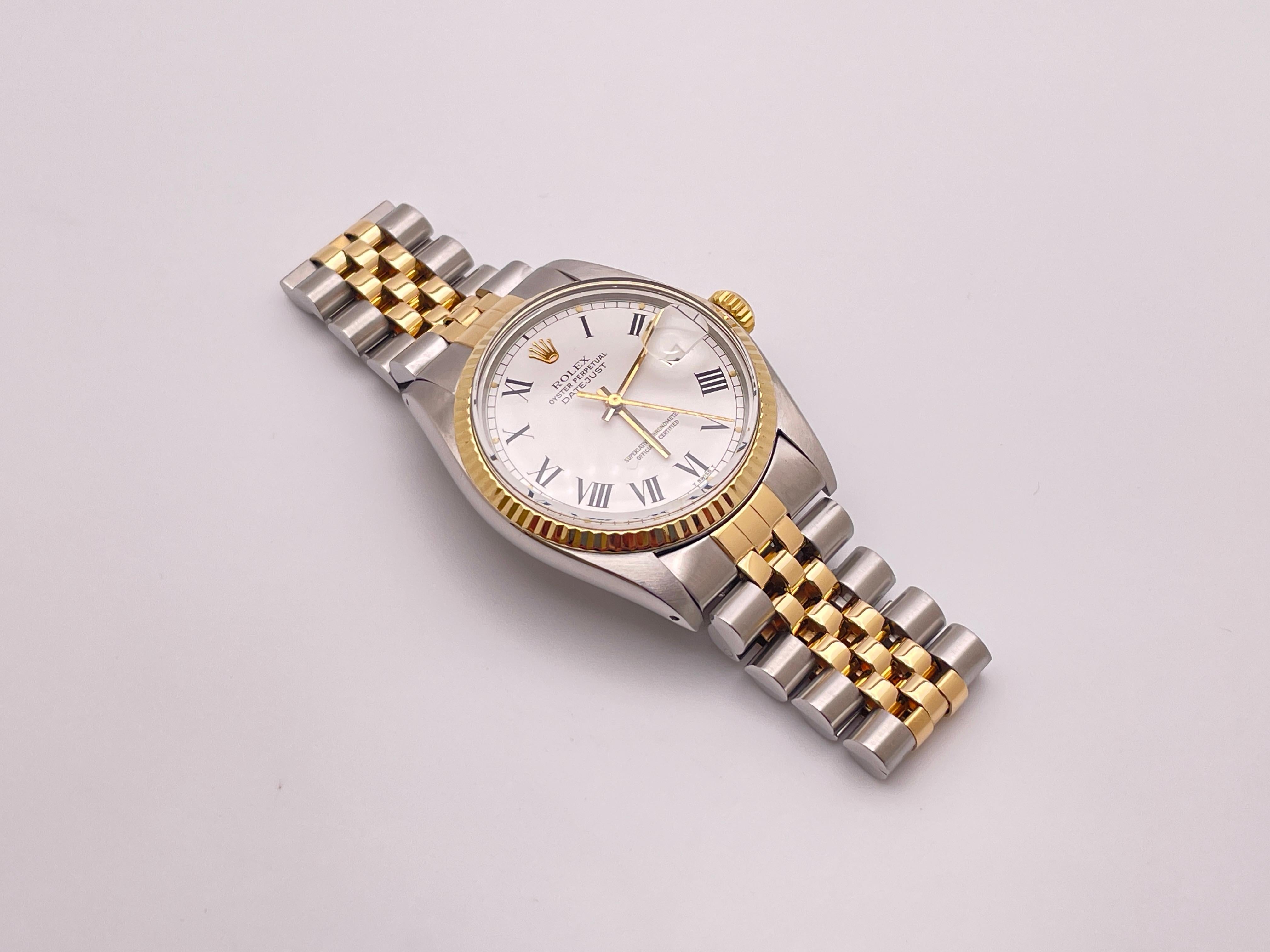 Rolex Datejust 16013 Weißes Zifferblatt zwei Töne Herrenuhr im Angebot 9