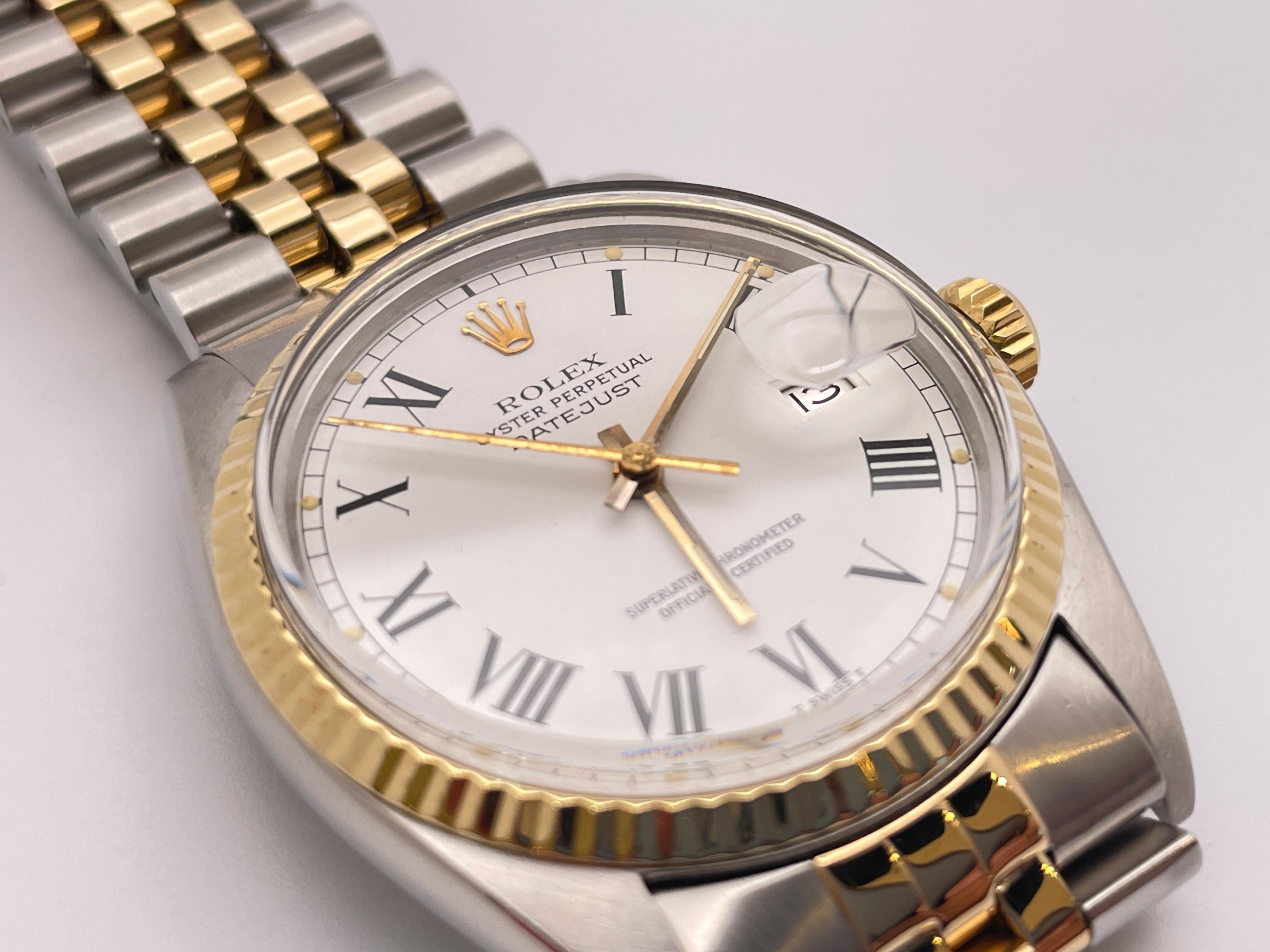 Rolex Datejust 16013 Weißes Zifferblatt zwei Töne Herrenuhr im Zustand „Hervorragend“ im Angebot in Westport, CT