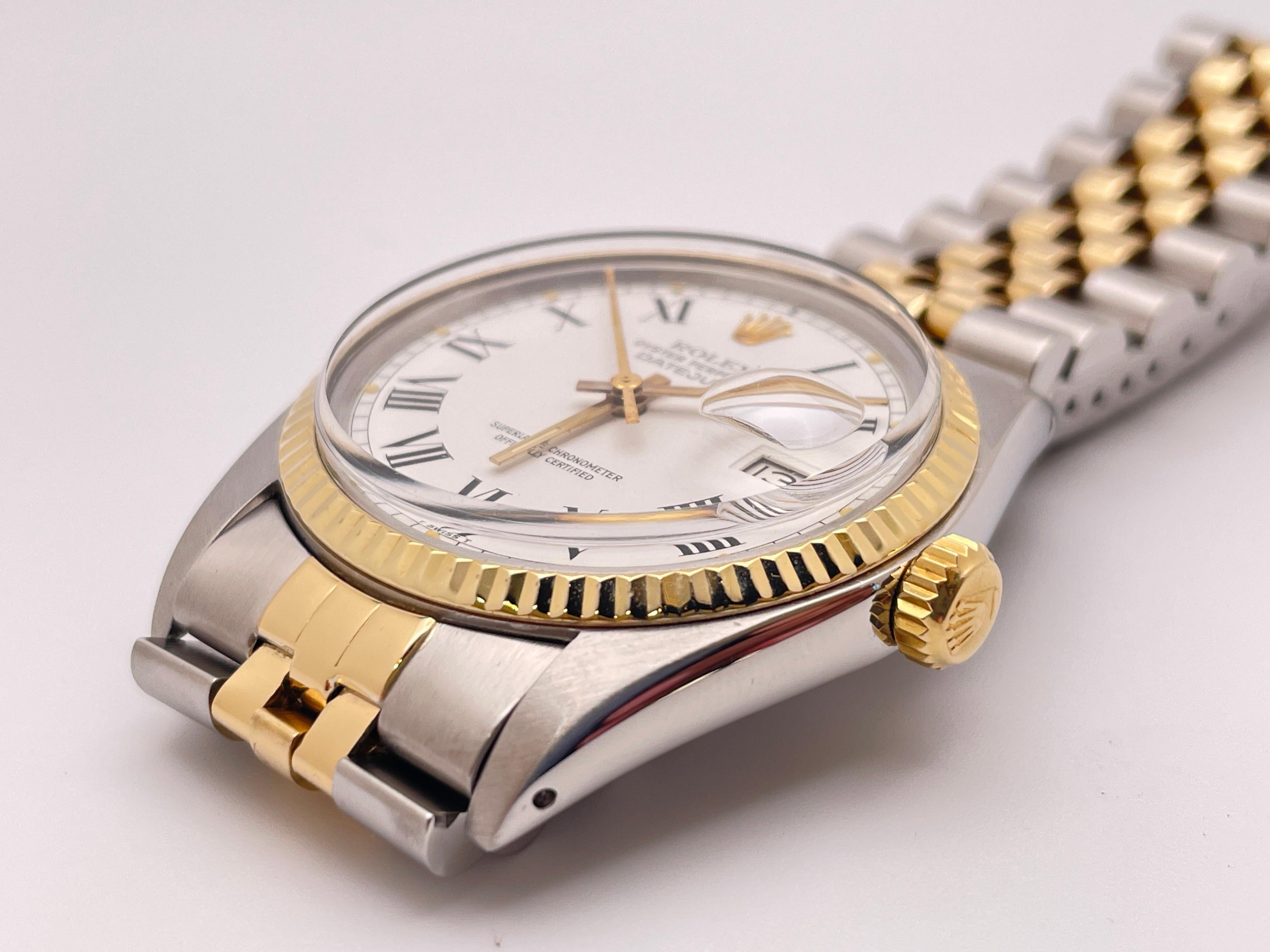 Rolex Datejust 16013 Weißes Zifferblatt zwei Töne Herrenuhr für Damen oder Herren im Angebot