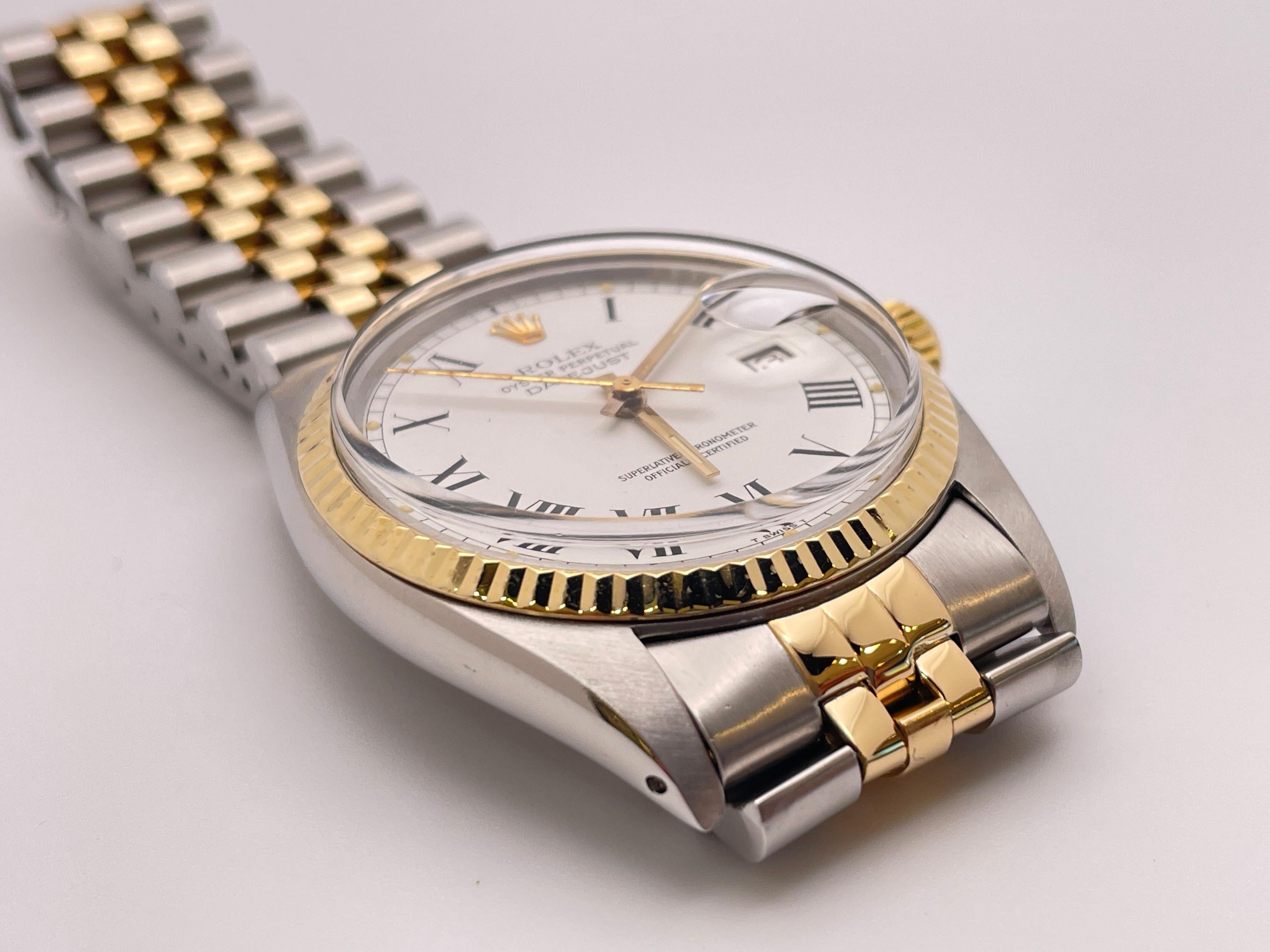 Rolex Datejust 16013 Weißes Zifferblatt zwei Töne Herrenuhr im Angebot 1