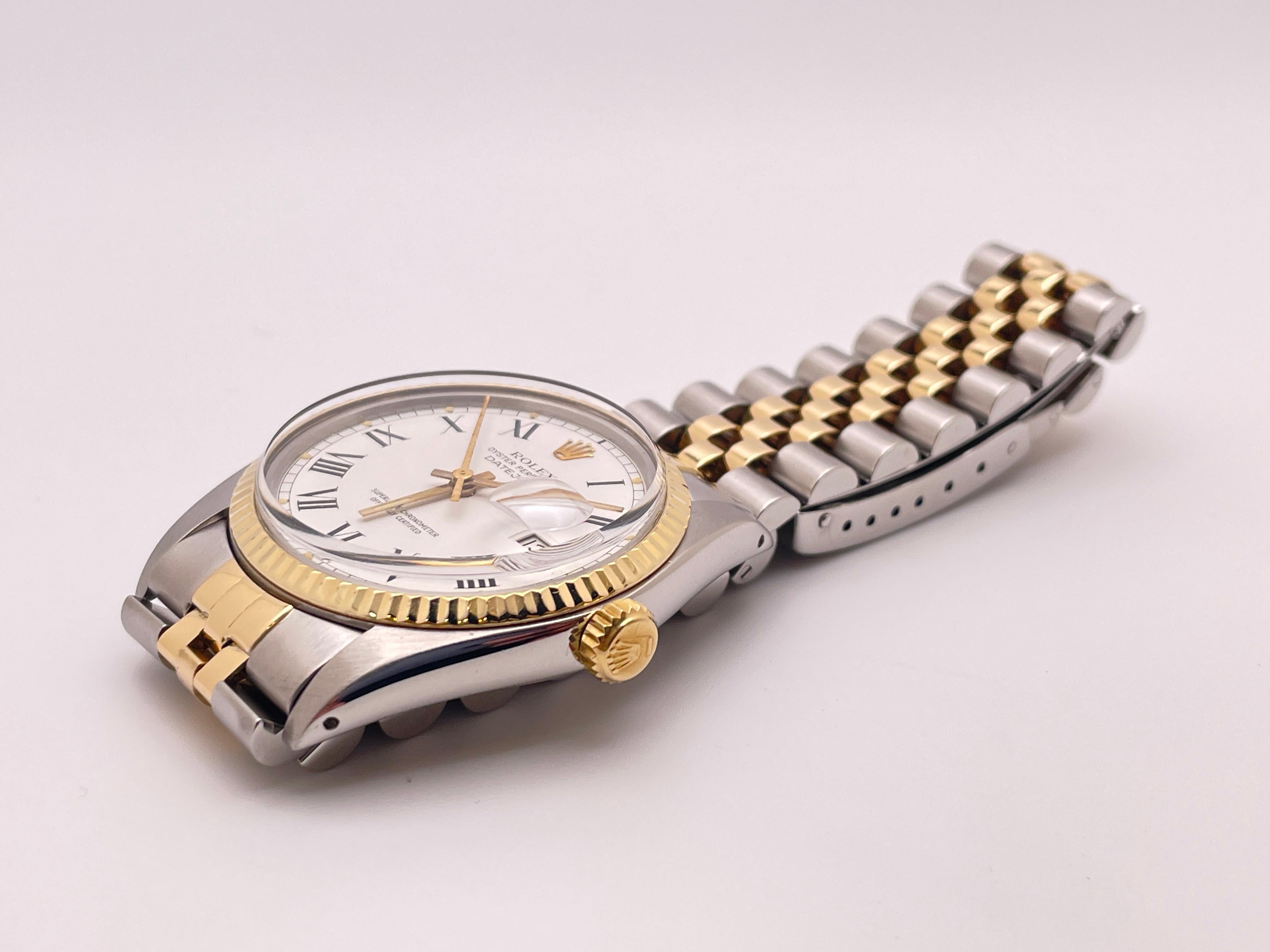 Rolex Datejust 16013 Weißes Zifferblatt zwei Töne Herrenuhr im Angebot 2