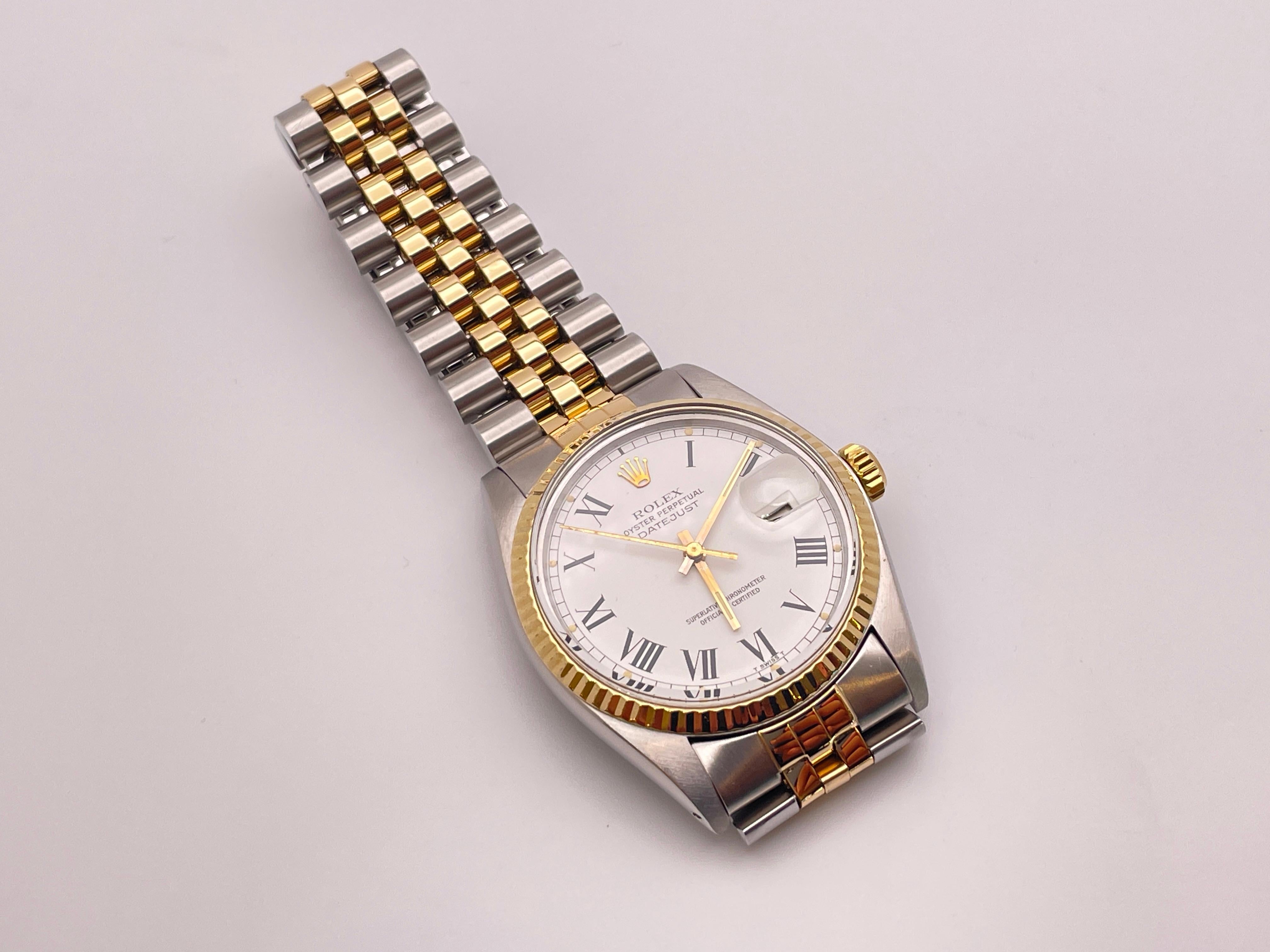 Rolex Datejust 16013 Weißes Zifferblatt zwei Töne Herrenuhr im Angebot 3