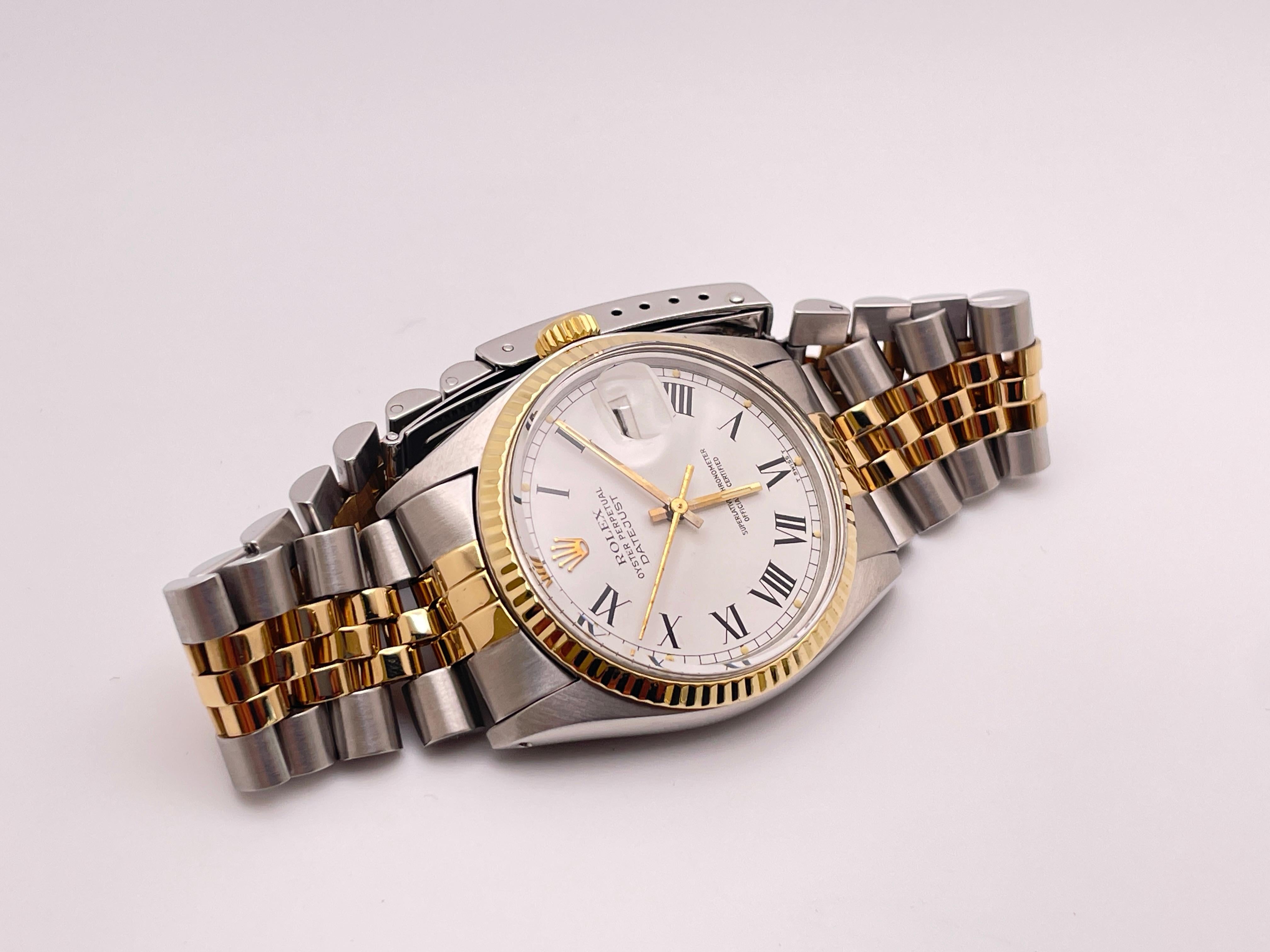 Rolex Datejust 16013 Weißes Zifferblatt zwei Töne Herrenuhr im Angebot 5