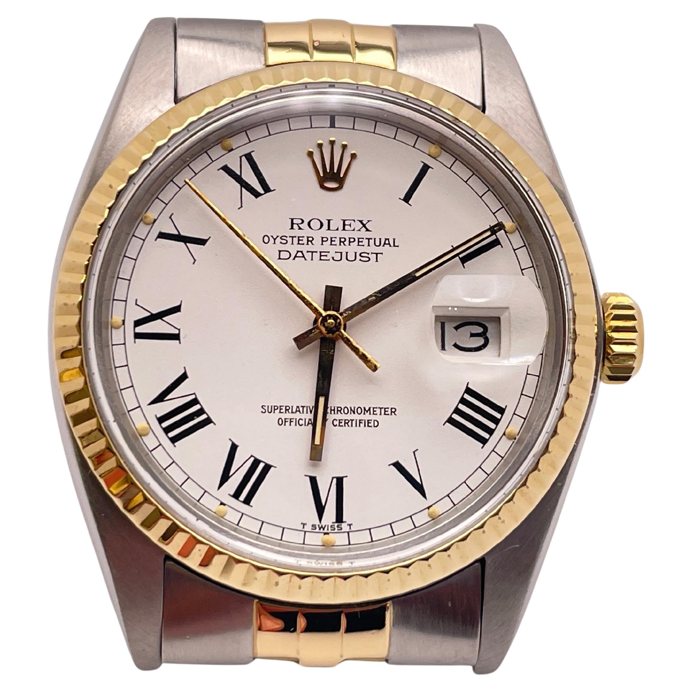 Rolex Datejust 16013 Weißes Zifferblatt zwei Töne Herrenuhr im Angebot