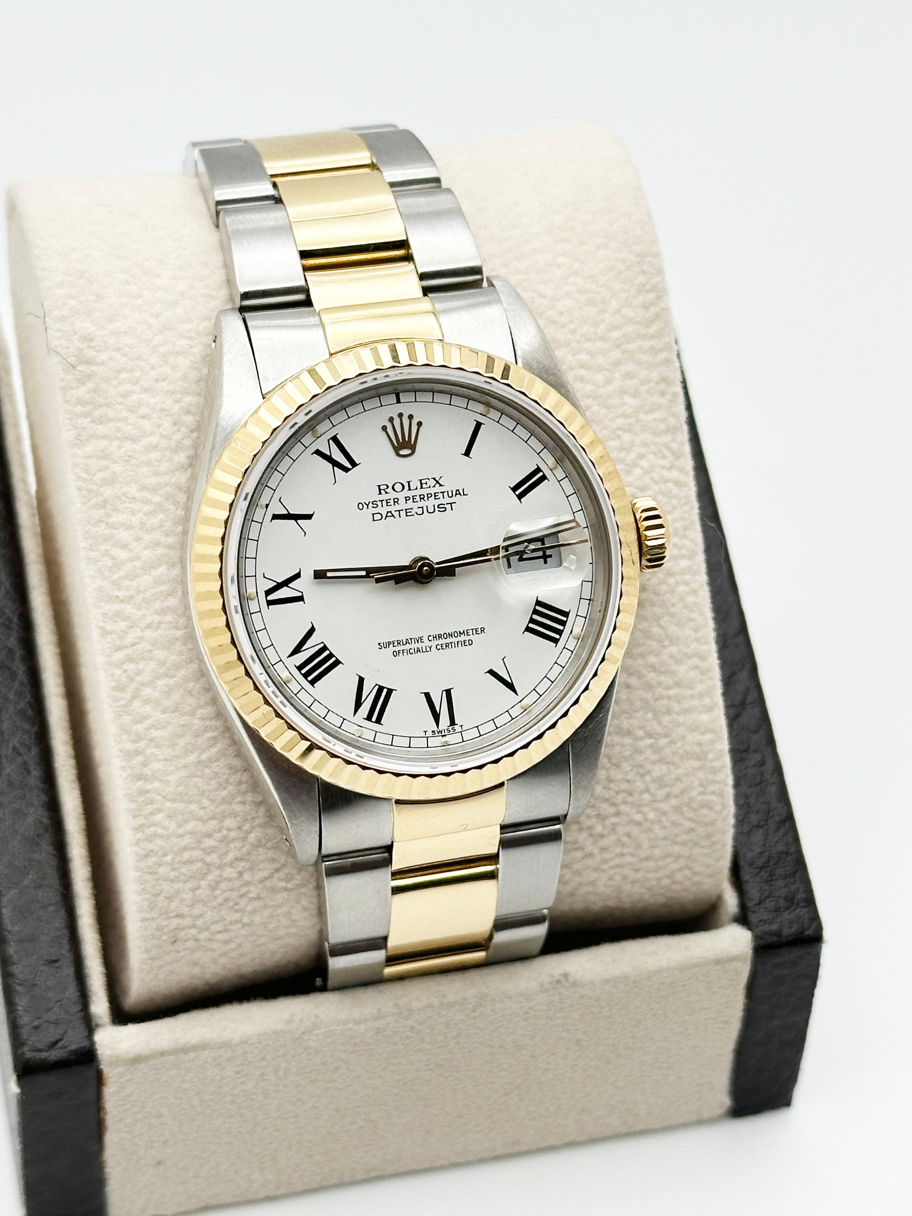 Uomo Rolex Datejust 16013 Quadrante Whiting Buckley Oro giallo 18 carati Acciaio inossidabile