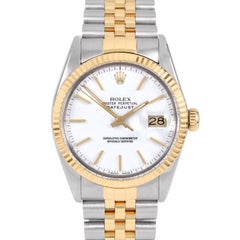 Rolex Datejust 16013 with Yellow-Gold Bezel and White Dial Certified Pre-Owned