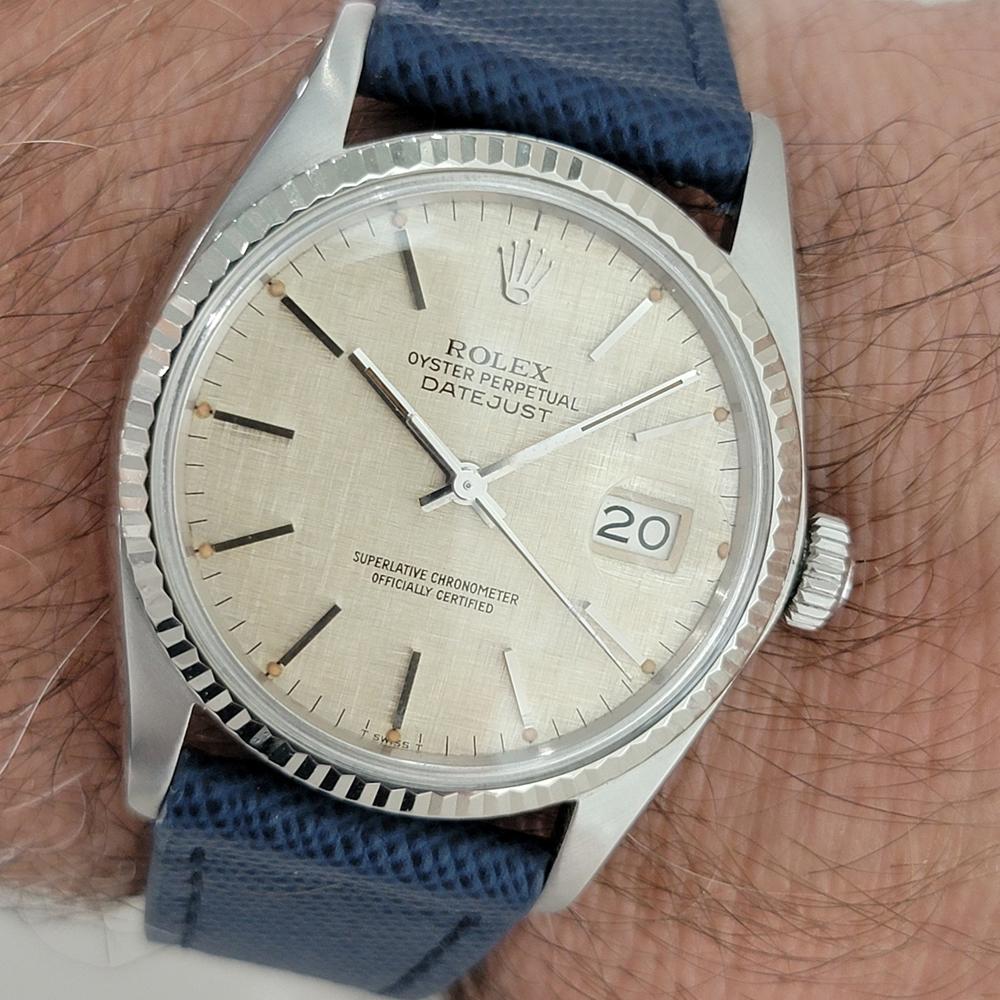 Rolex Datejust 16014 36mm 18k SS Linen Dial Mens Vintage Automatic 1970s RA586 For Sale 9