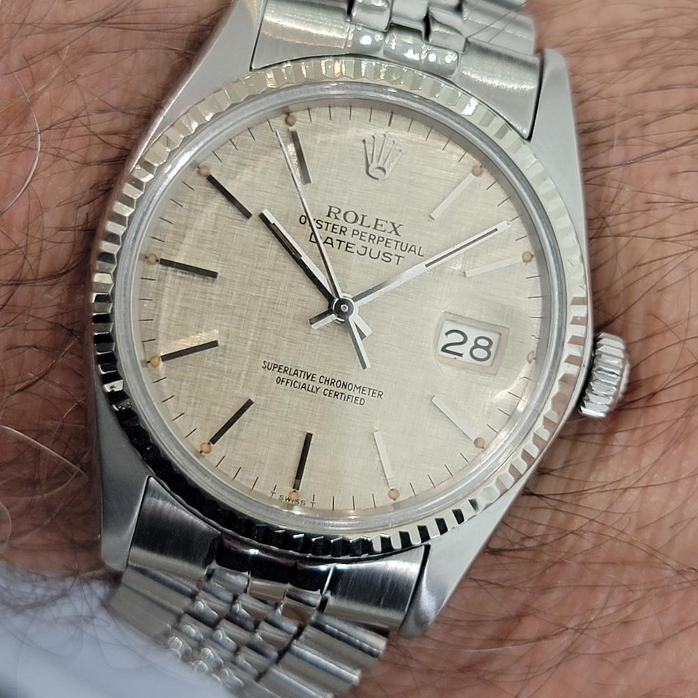 Rolex Datejust 16014 36mm 18k SS Lino Dial Mens Vintage Automático 1970s RA586 en venta 10