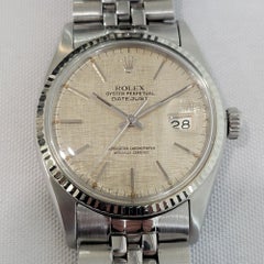 Rolex Datejust 16014 36mm 18k SS Linen Dial Mens Vintage Automatic 1970s RA586