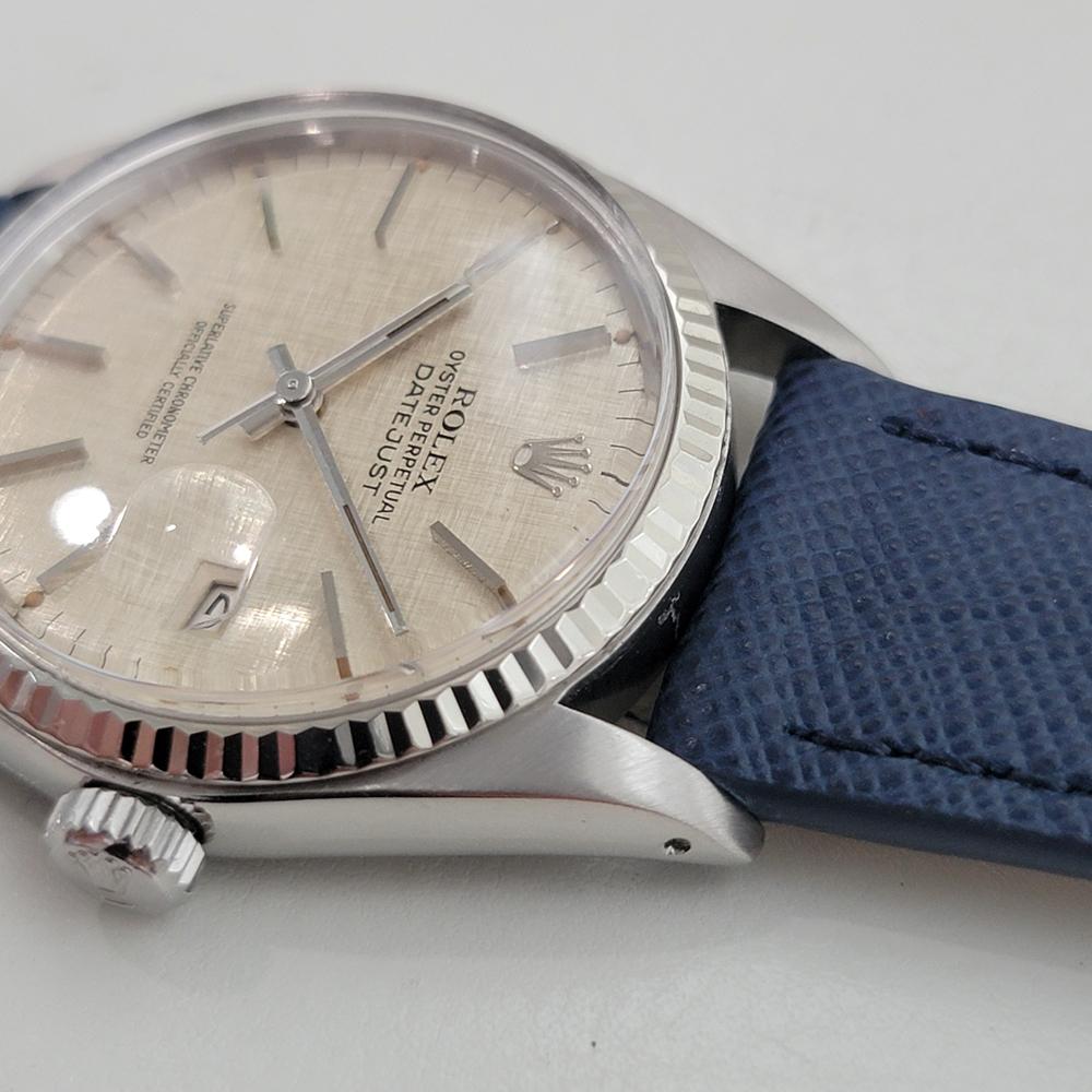 Rolex Datejust 16014 36mm 18k SS Linen Dial Mens Vintage Automatic 1970s RA586 For Sale 1