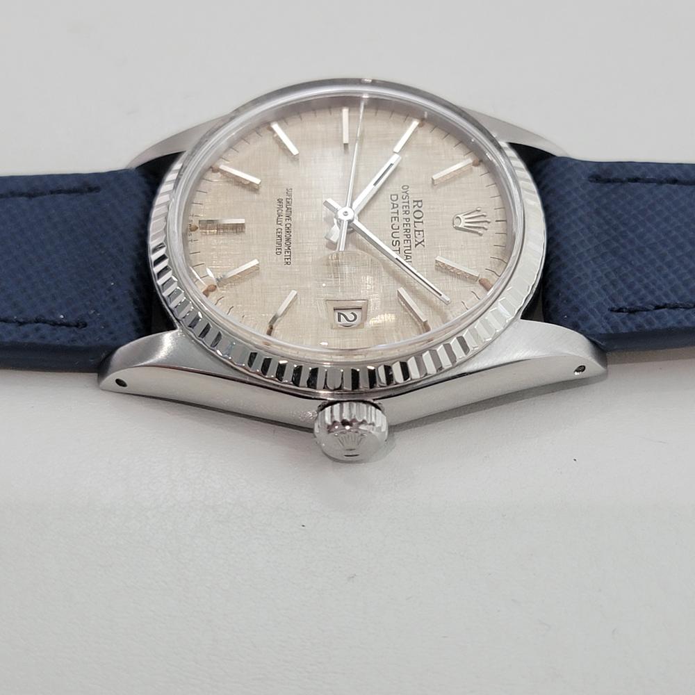 Rolex Datejust 16014 36mm 18k SS Linen Dial Mens Vintage Automatic 1970s RA586 For Sale 3
