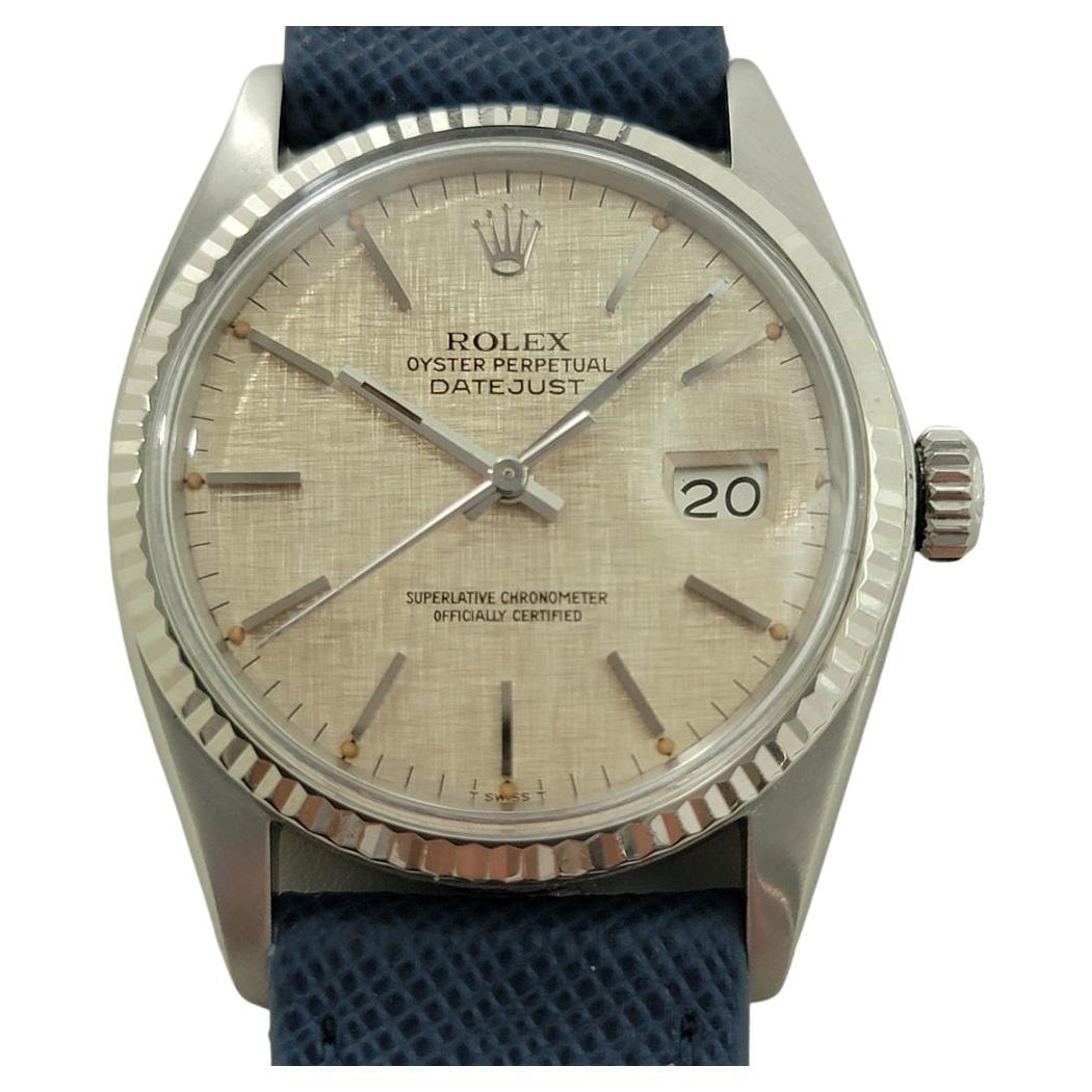 Rolex Datejust 16014 36mm 18k SS Linen Dial Mens Vintage Automatic 1970s RA586