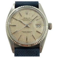 Rolex Datejust 16014 36mm 18k SS Linen Dial Mens Vintage Automatic 1970s RA586