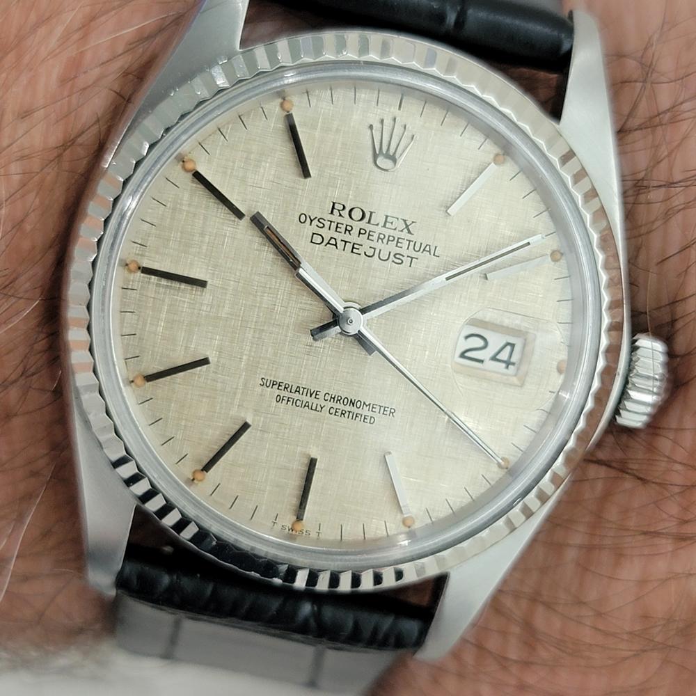 Rolex Datejust 16014 36mm 18k SS Linen Dial Mens Vintage Automatic 1970s RA586B For Sale 9