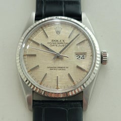 Rolex Datejust 16014 36mm 18k SS Linen Dial Mens Vintage Automatic 1970s RA586B