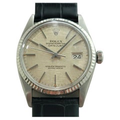 Rolex Datejust 16014 36mm 18k SS Linen Dial Mens Vintage Automatic 1970s RA586B