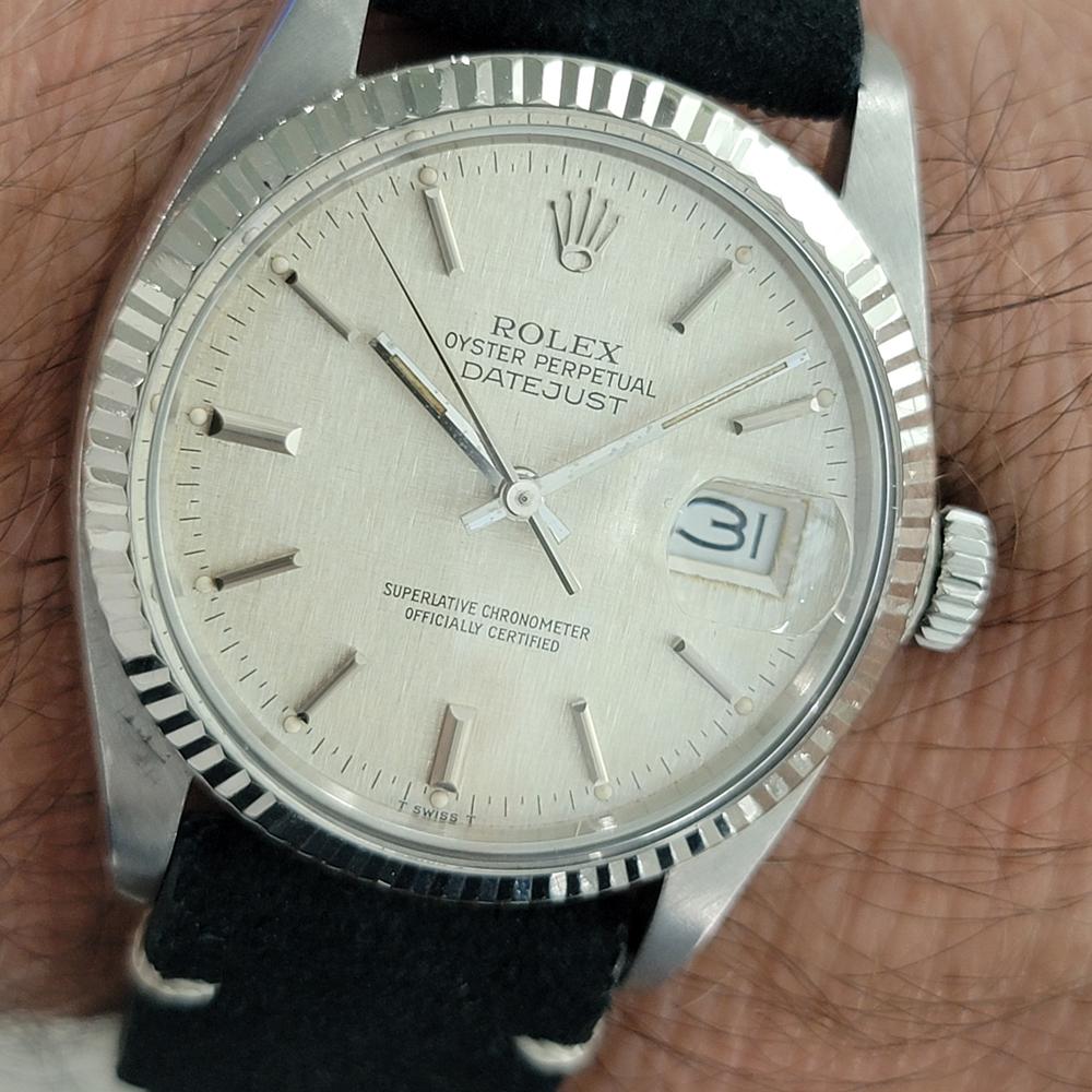Rolex Datejust 16014 36mm 18k SS Linen Dial Mens Vintage Automatic 1980s RA587 For Sale 9