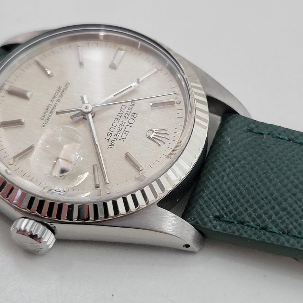 Rolex Datejust 16014 36mm 18k SS Linen Dial Mens Vintage Automatic 1980s RA587 For Sale 1