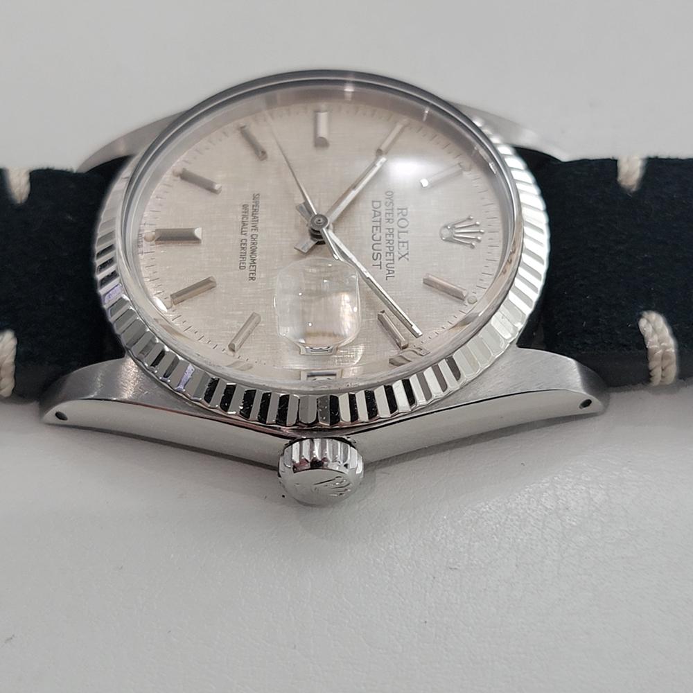 Rolex Datejust 16014 36mm 18k SS Linen Dial Mens Vintage Automatic 1980s RA587 For Sale 1