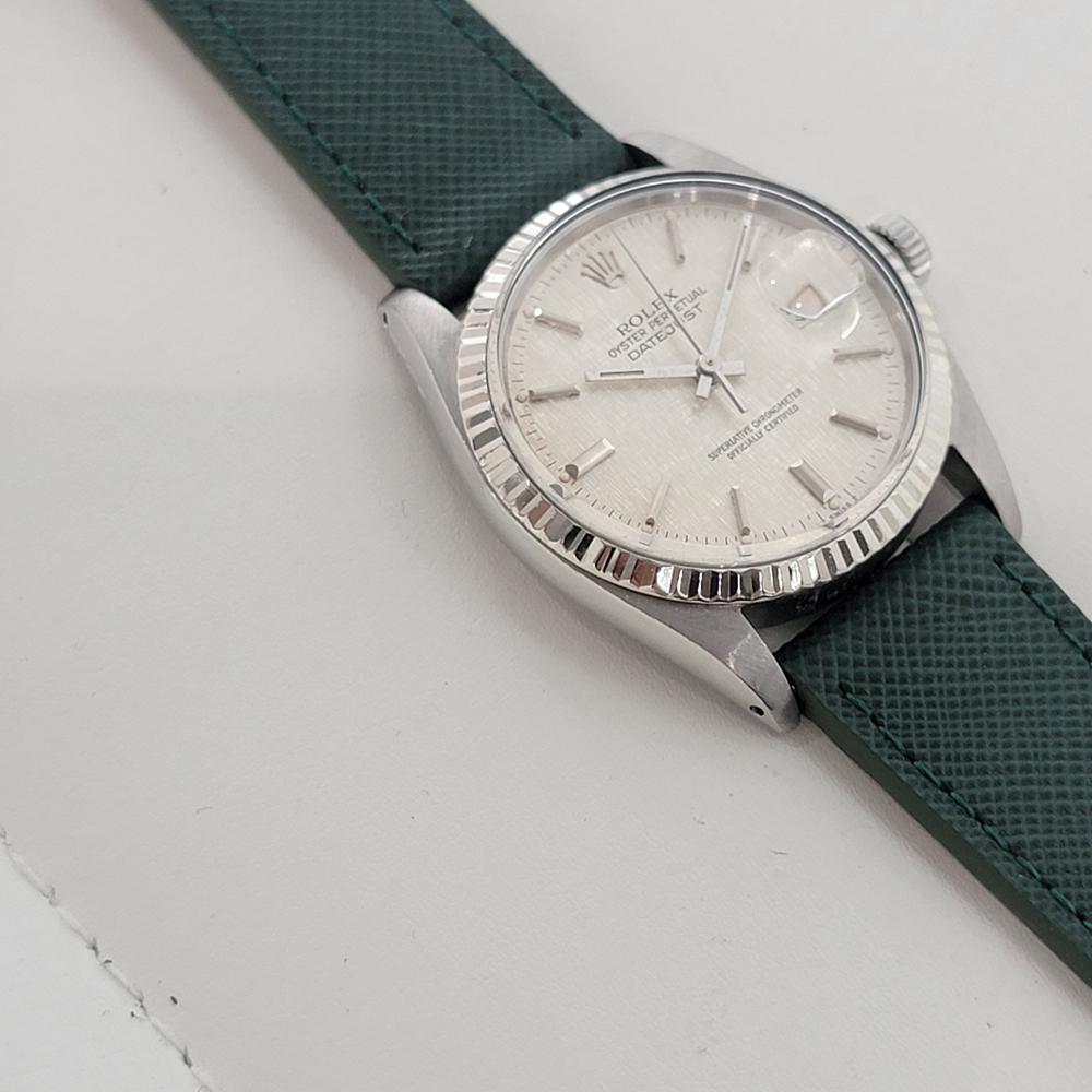 Rolex Datejust 16014 36mm 18k SS Linen Dial Mens Vintage Automatic 1980s RA587 For Sale 2