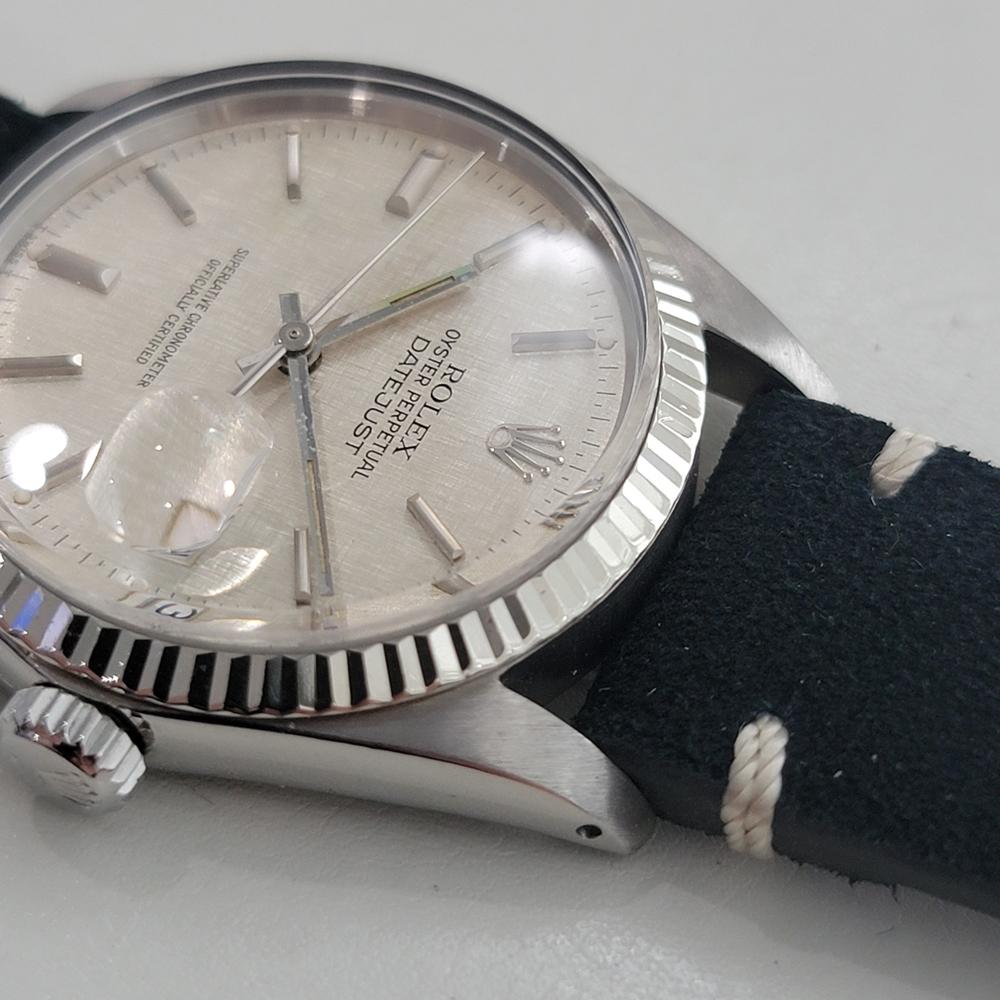 Rolex Datejust 16014 36mm 18k SS Linen Dial Mens Vintage Automatic 1980s RA587 For Sale 2