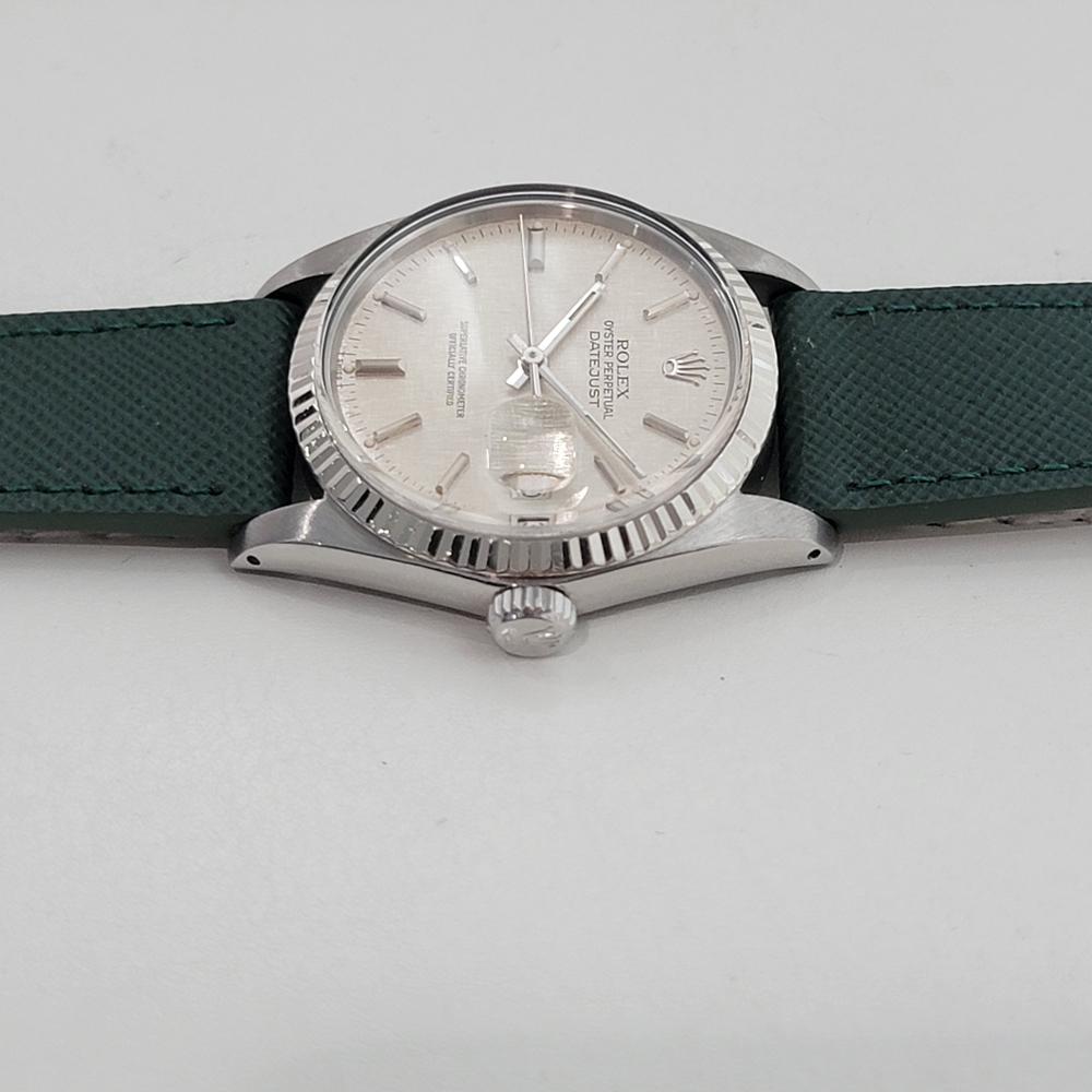 Rolex Datejust 16014 36mm 18k SS Linen Dial Mens Vintage Automatic 1980s RA587 For Sale 3