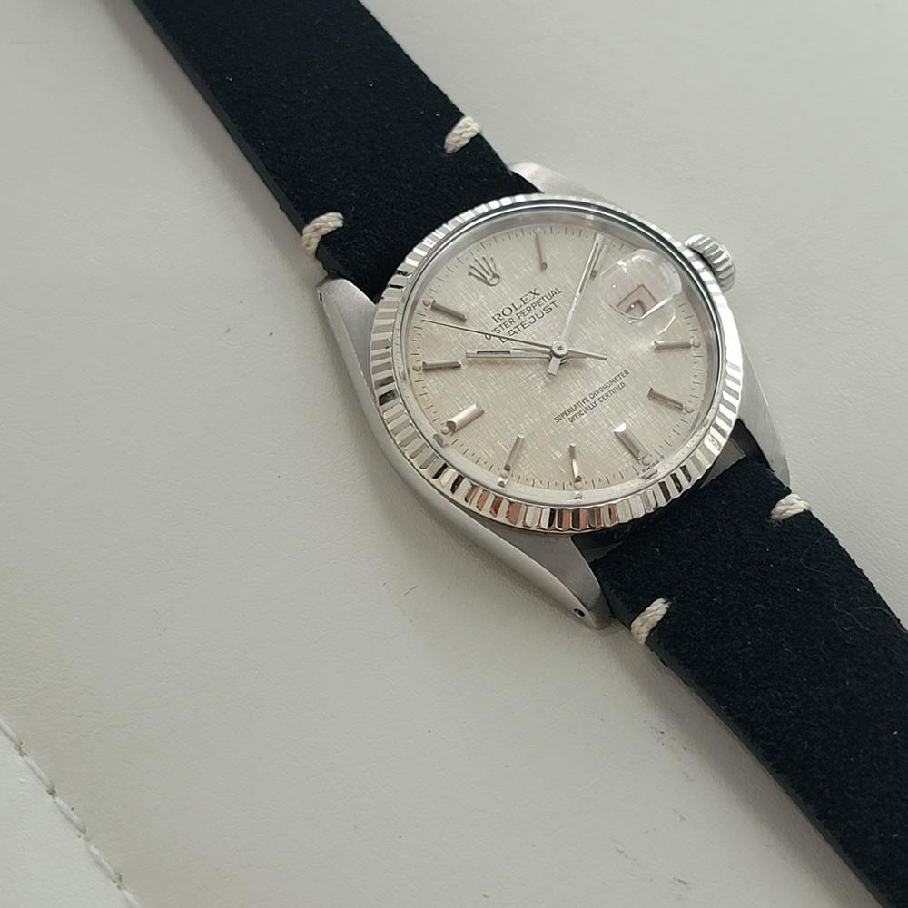 Rolex Datejust 16014 36mm 18k SS Linen Dial Mens Vintage Automatic 1980s RA587 For Sale 3