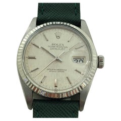 Rolex Datejust 16014 36mm 18k SS Linen Dial Mens Vintage Automatic 1980s RA587