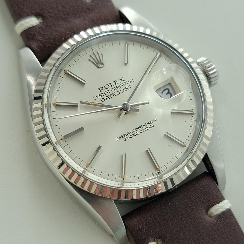 Rolex Datejust 16014 36mm 18k White Gold SS Mens Vintage Automatic 1980s RA588 In Excellent Condition For Sale In Beverly Hills, CA