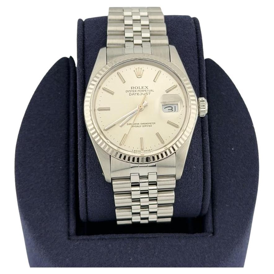 Rolex Datejust 16014 36mm Silber Zifferblatt 18k Gold Edelstahl Jubilee Band Box