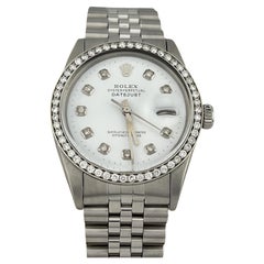 Rolex Datejust 16014 36mm White Diamond Dial Diamond Bezel Stainless Steel