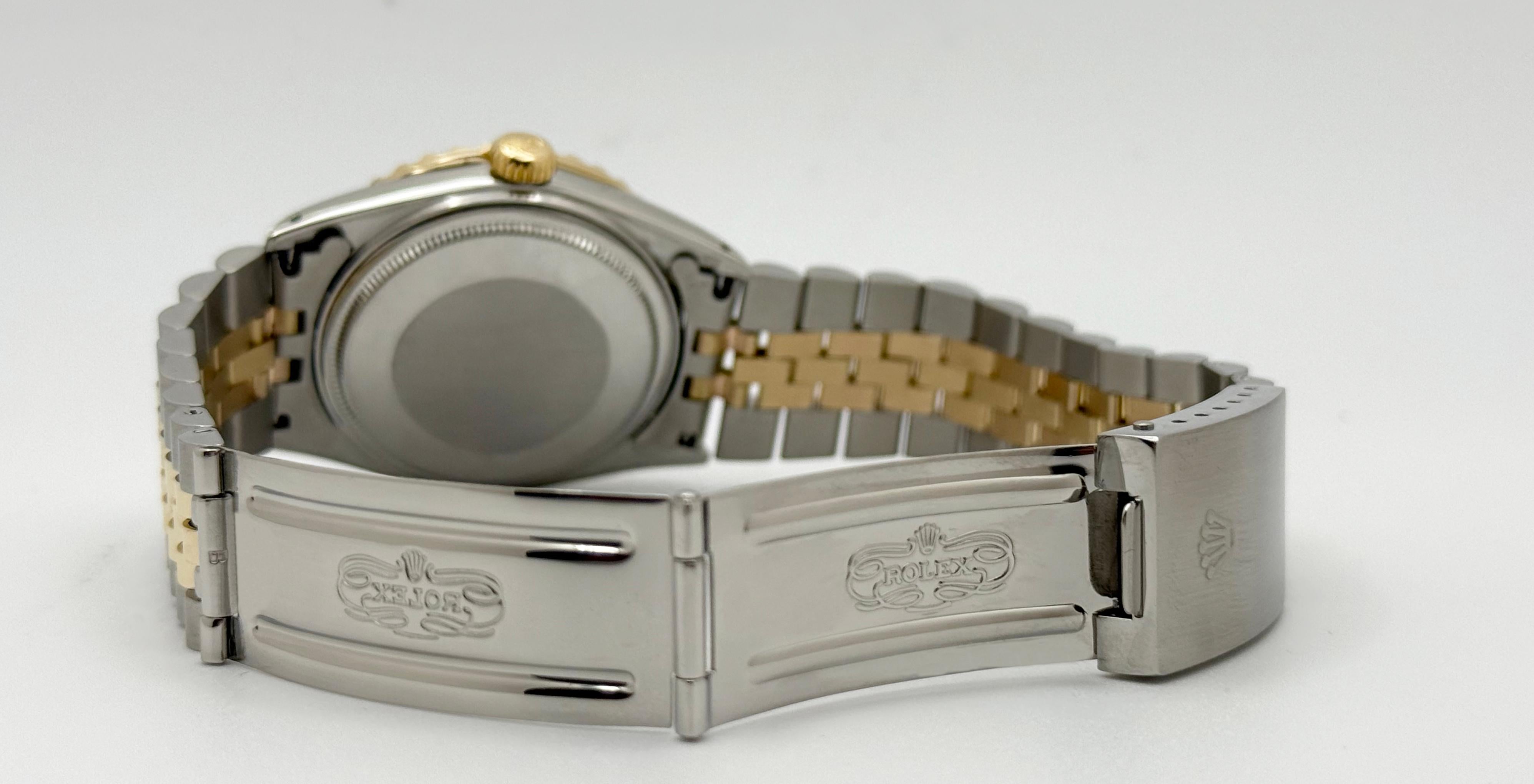 Rolex Datejust 16014 Blue Diamond Dial 14K Yellow Gold Stainless Steel 36mm For Sale 2