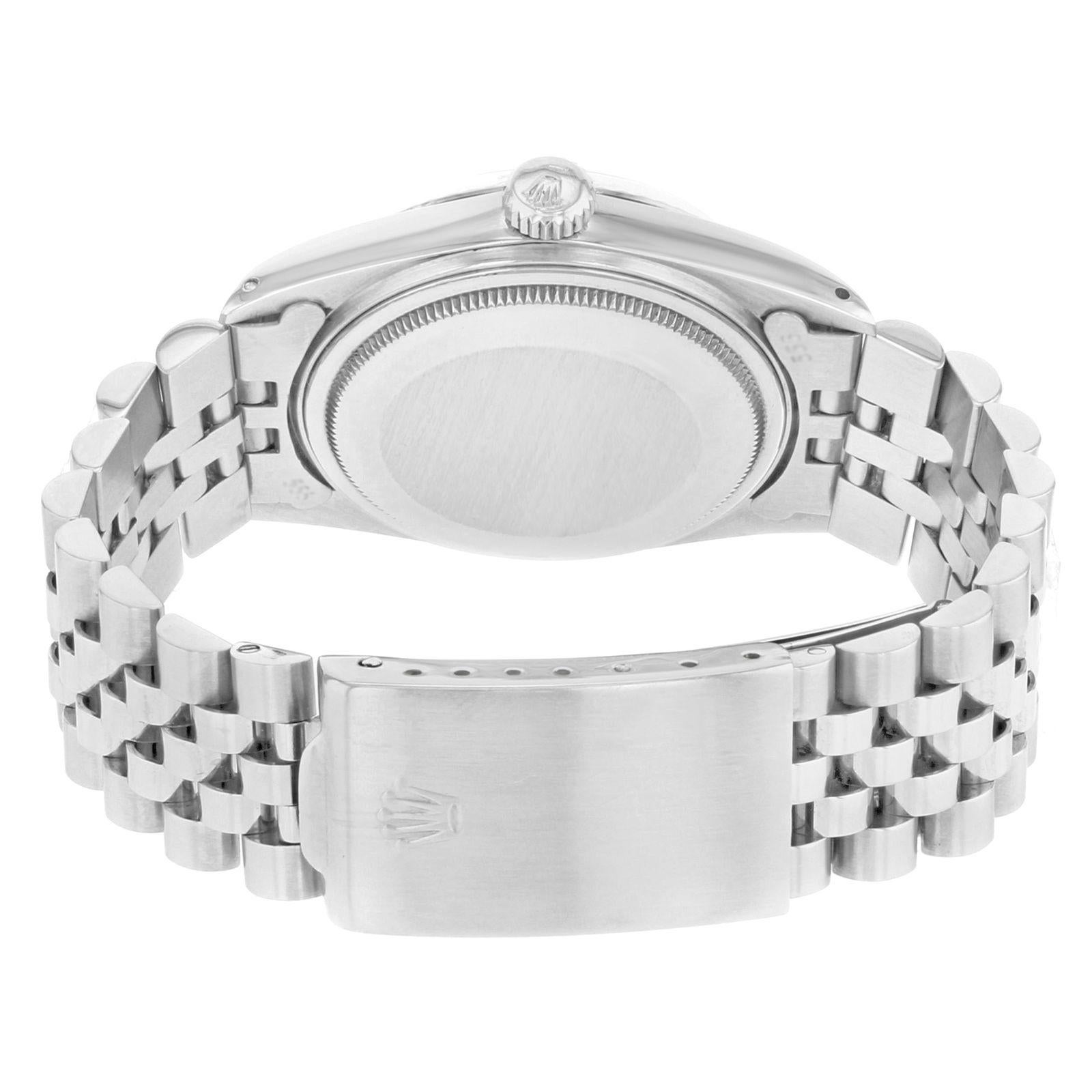 Women's or Men's Rolex Datejust 16014 Custom Black Diamond Dial 1983 Holes Steel Men’s Watch