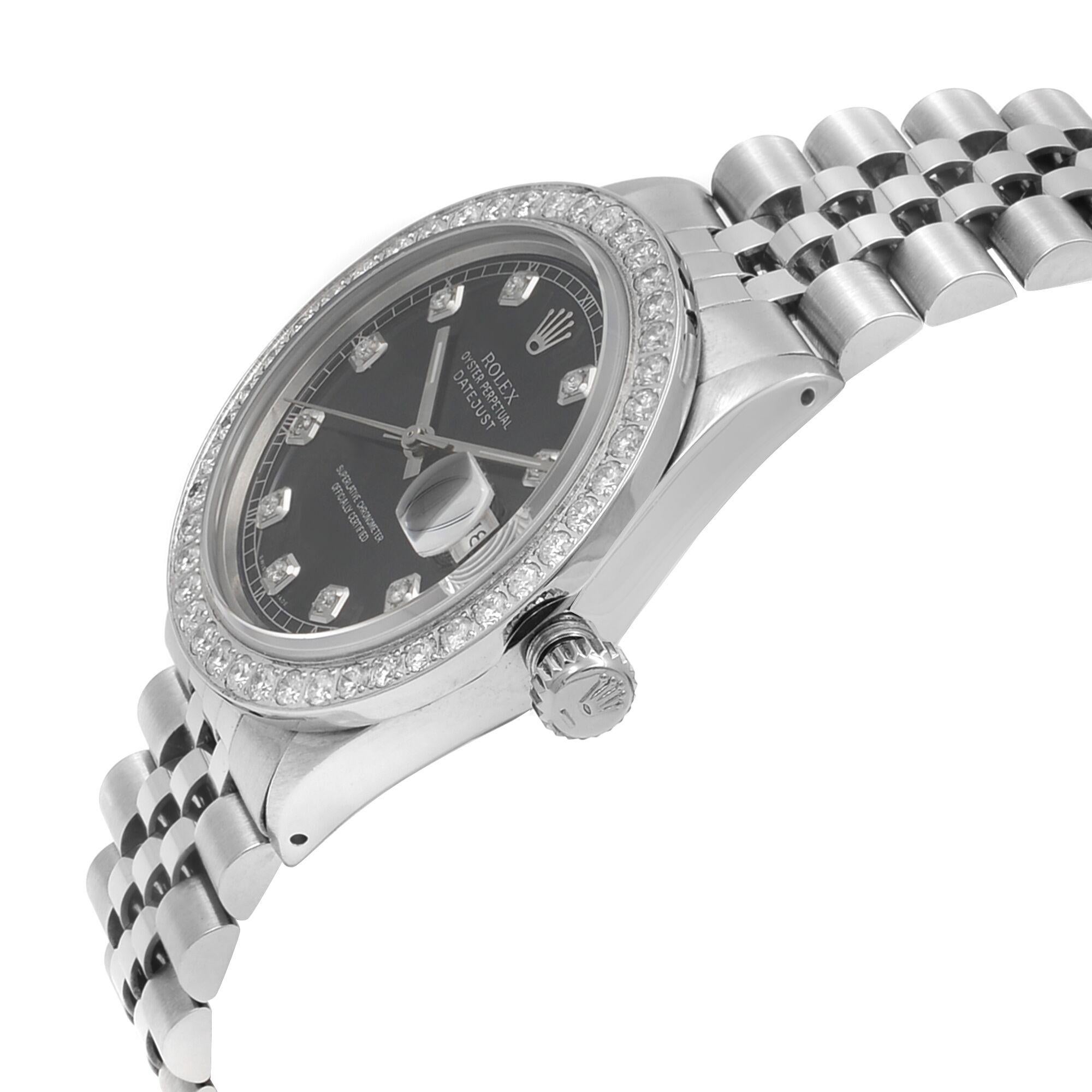 Rolex Datejust 16014 Custom Diamonds Aprrox 1.5 Ct Steel Automatic Men's Watch 1