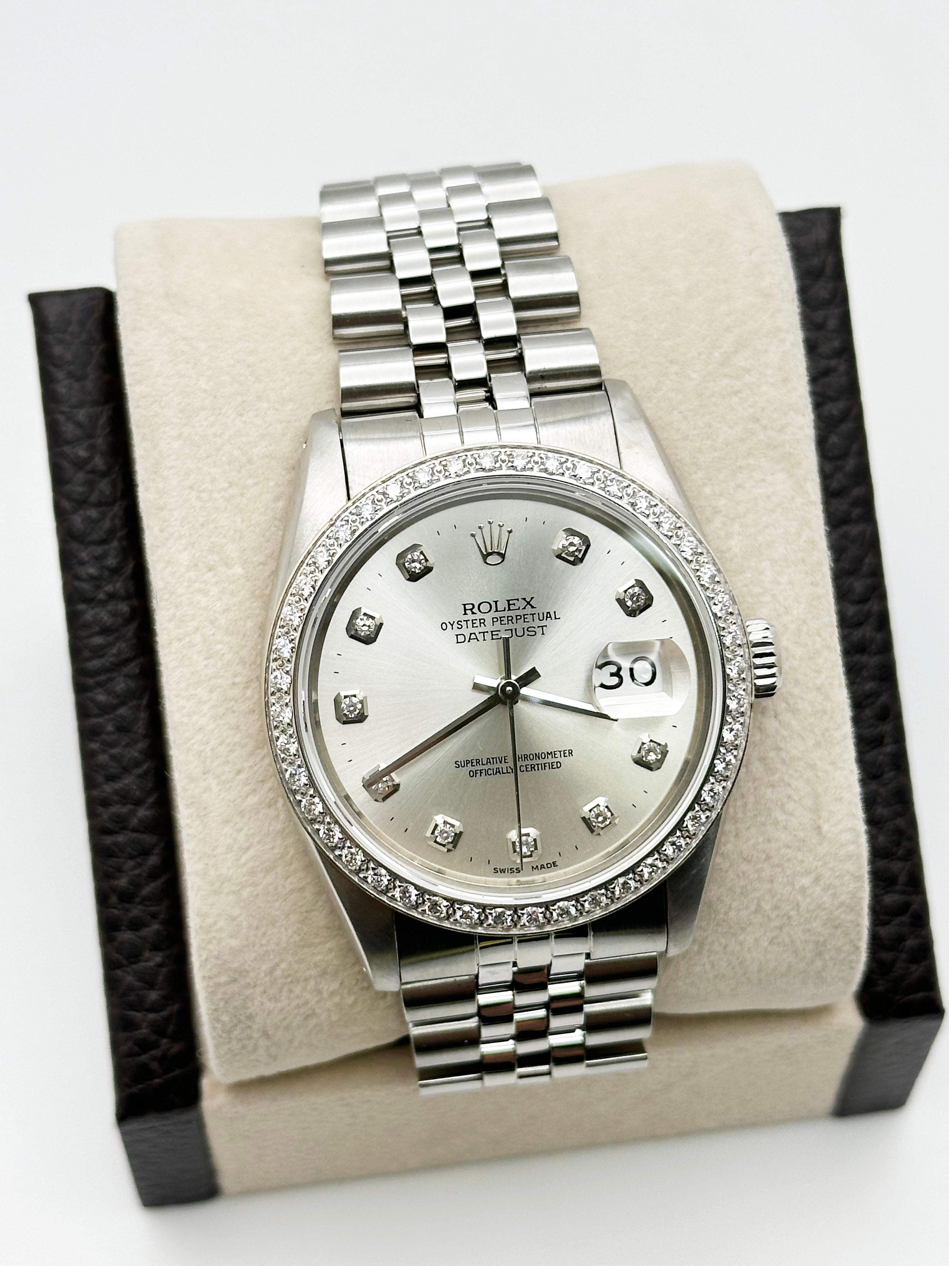 Numero di stile: 16014



Seriale: 5881***



Anno: 1979

 

Model: Rolex Datejust

 

Materiale della cassa: Acciaio inossidabile

 

Fascia: Acciaio inossidabile

   

Lunetta: lunetta personalizzata con diamanti

  

Quadrante: Quadrante
