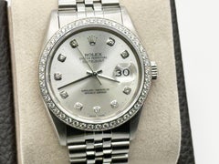 Rolex Datejust 16014 Silver Diamond Dial Bezel Stainless Steel Jubilee Band