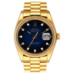 Vintage Rolex Datejust 16018 Blue Vignette Diamond Dial Mens Watch
