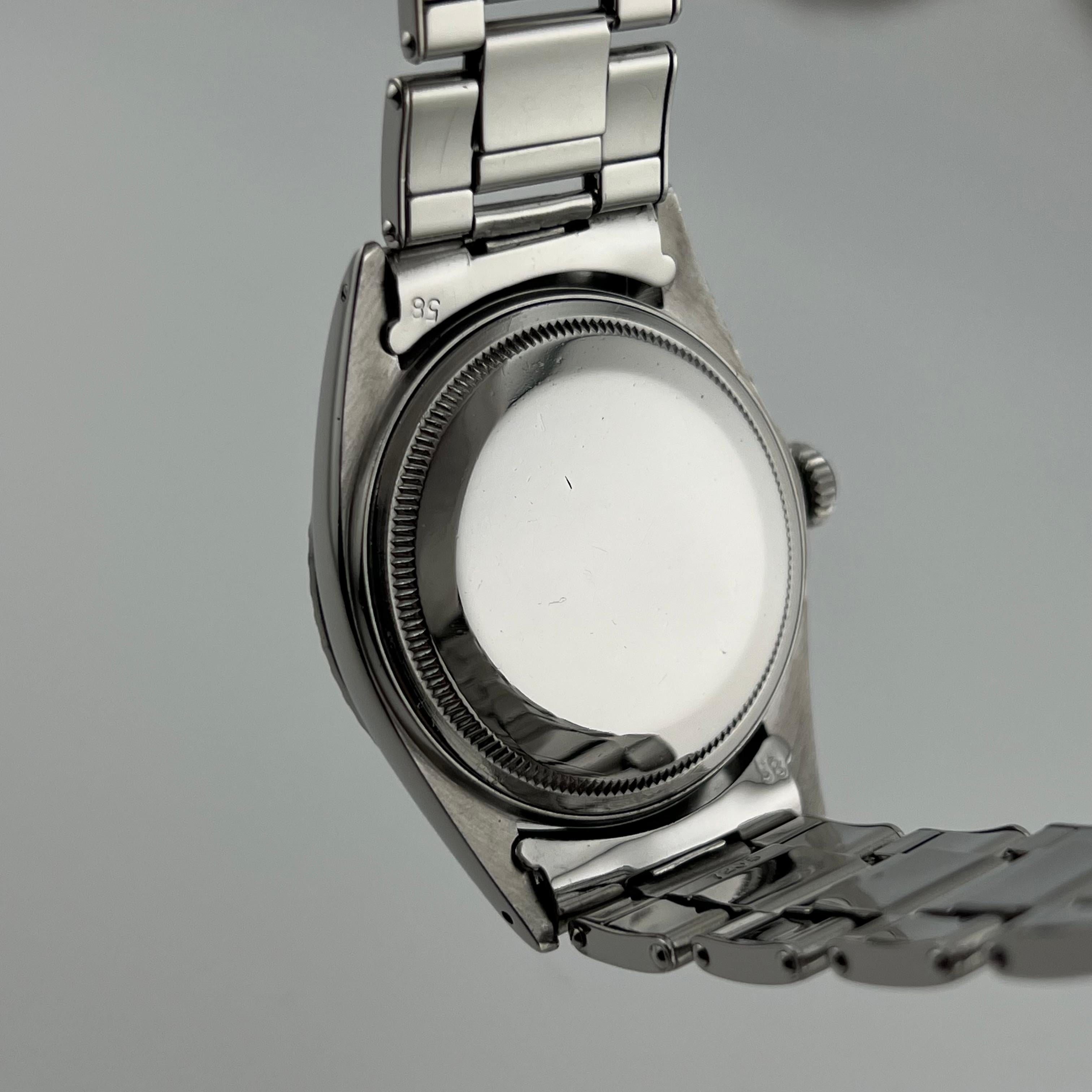 Rolex Datejust 1603 36mm Quadrante Argento Acciaio Inox Scatola di Carta in vendita 7