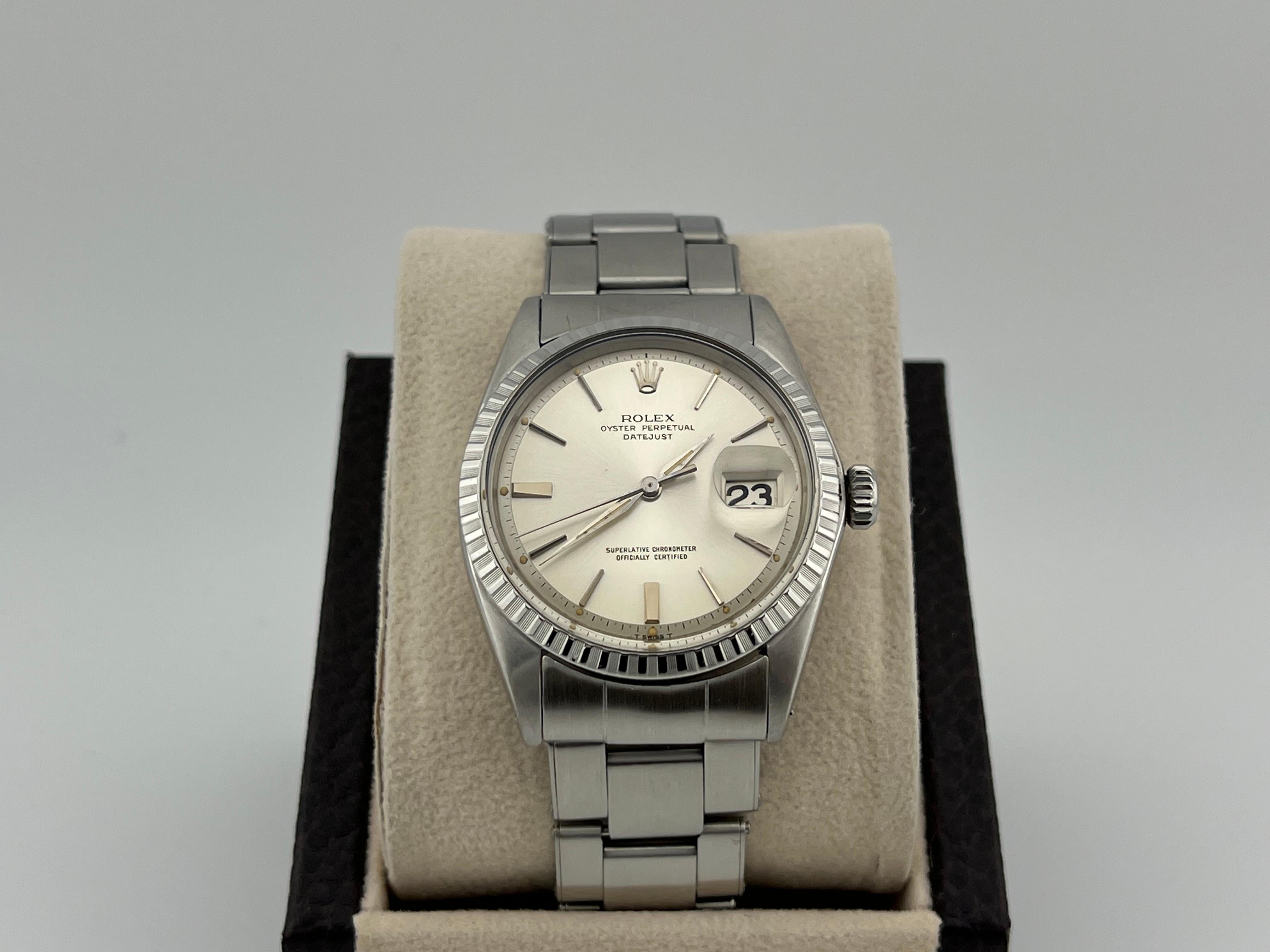 Rolex Datejust 1603 36mm Quadrante Argento Acciaio Inox Scatola di Carta In condizioni ottime in vendita a San Diego, CA