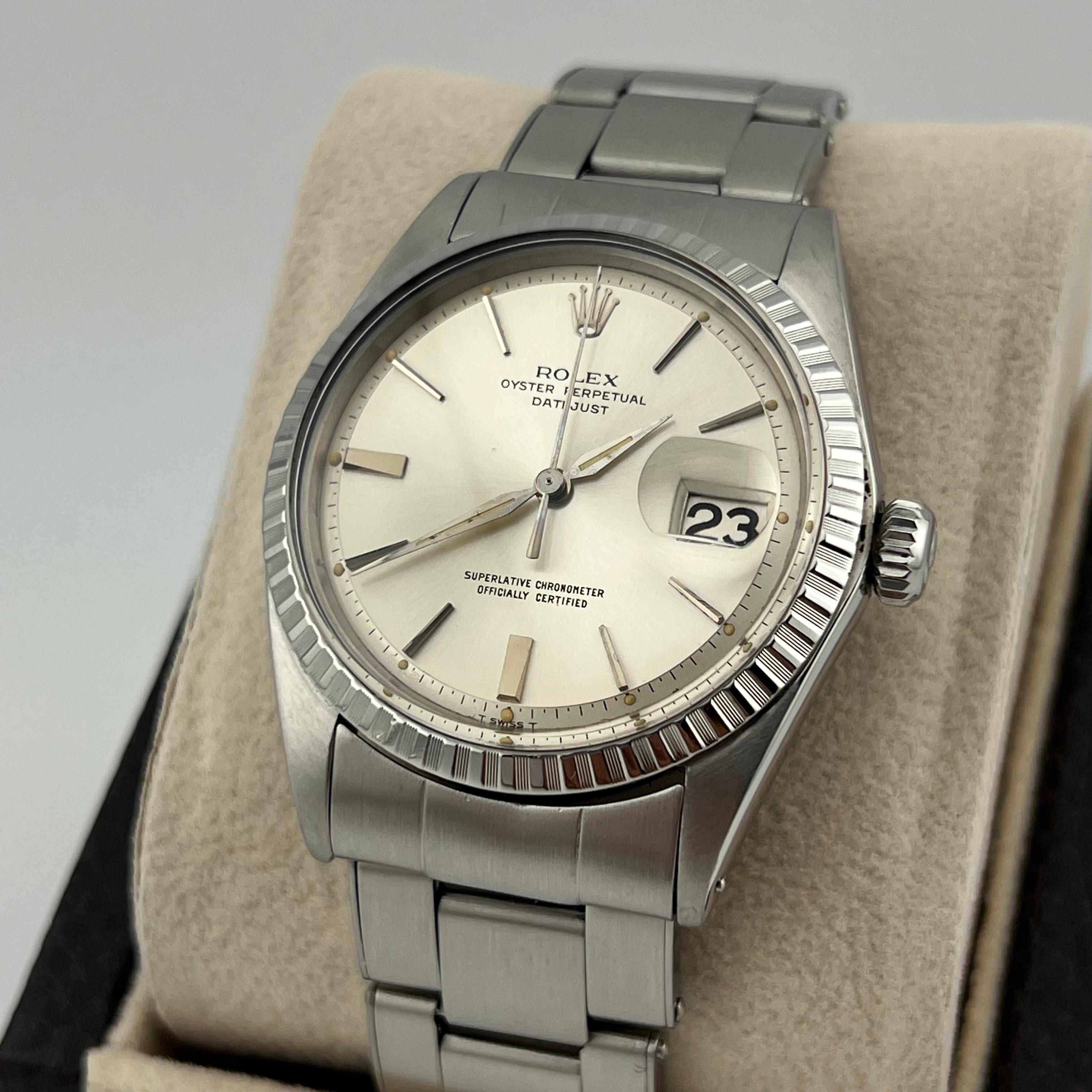da uomo o donna Rolex Datejust 1603 36mm Quadrante Argento Acciaio Inox Scatola di Carta in vendita