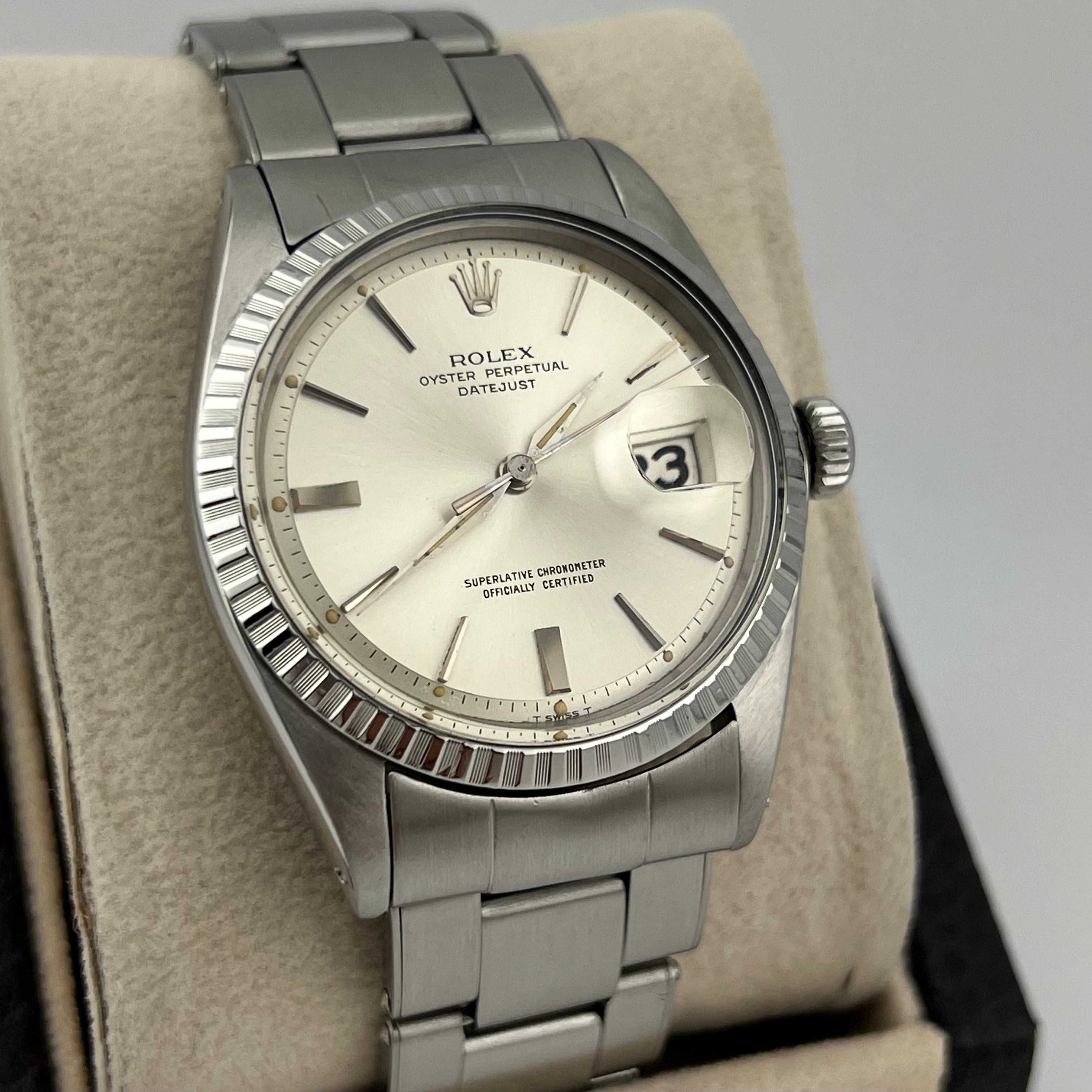 Rolex Datejust 1603 36mm Quadrante Argento Acciaio Inox Scatola di Carta in vendita 1
