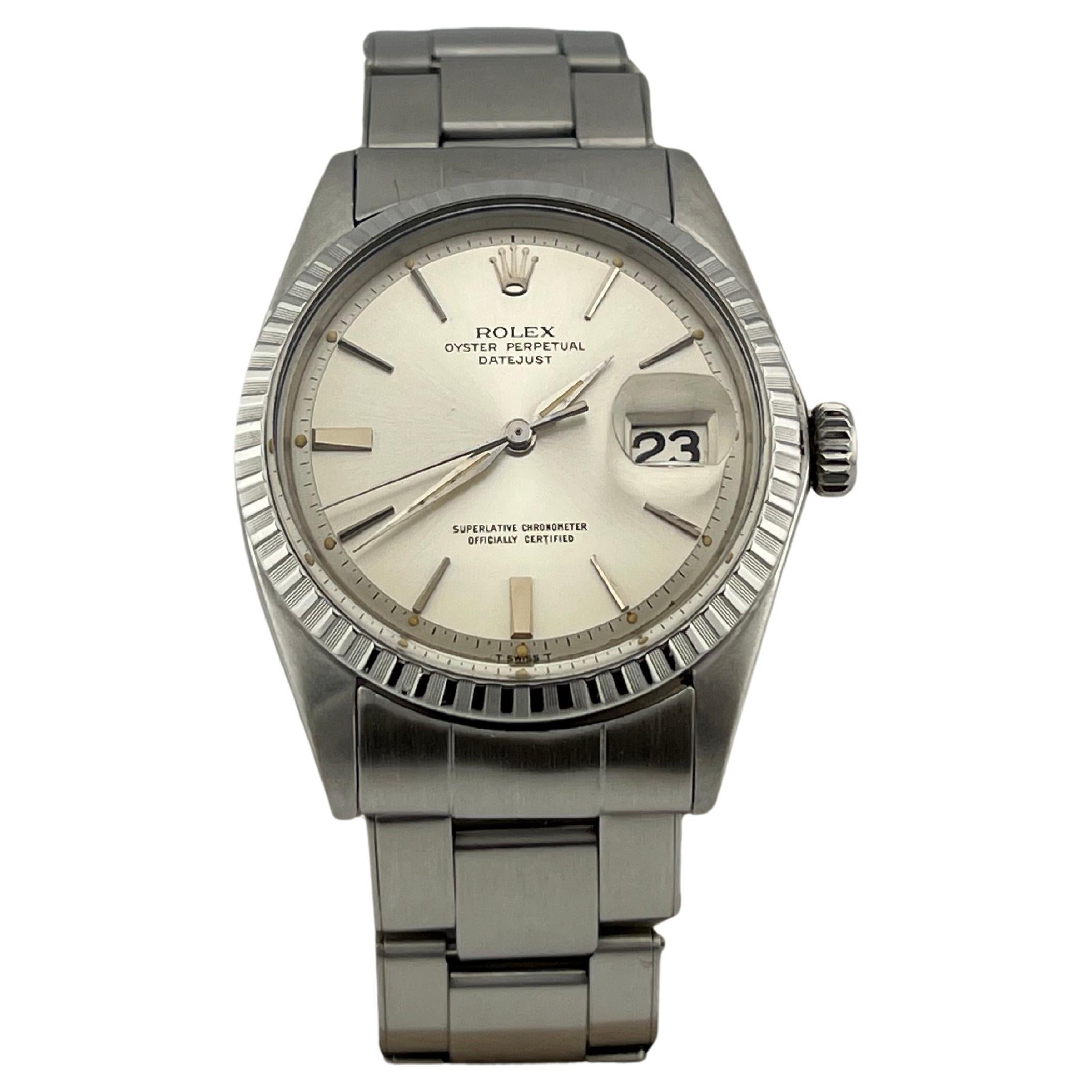 Rolex Datejust 1603 36mm Quadrante Argento Acciaio Inox Scatola di Carta in vendita