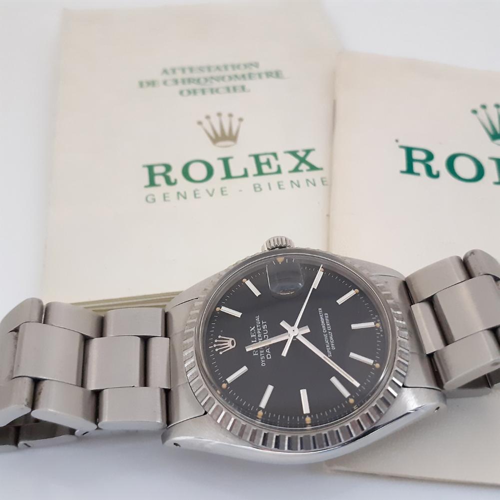Contemporary Rolex Datejust 1603, Black Dial, Certified and Warranty