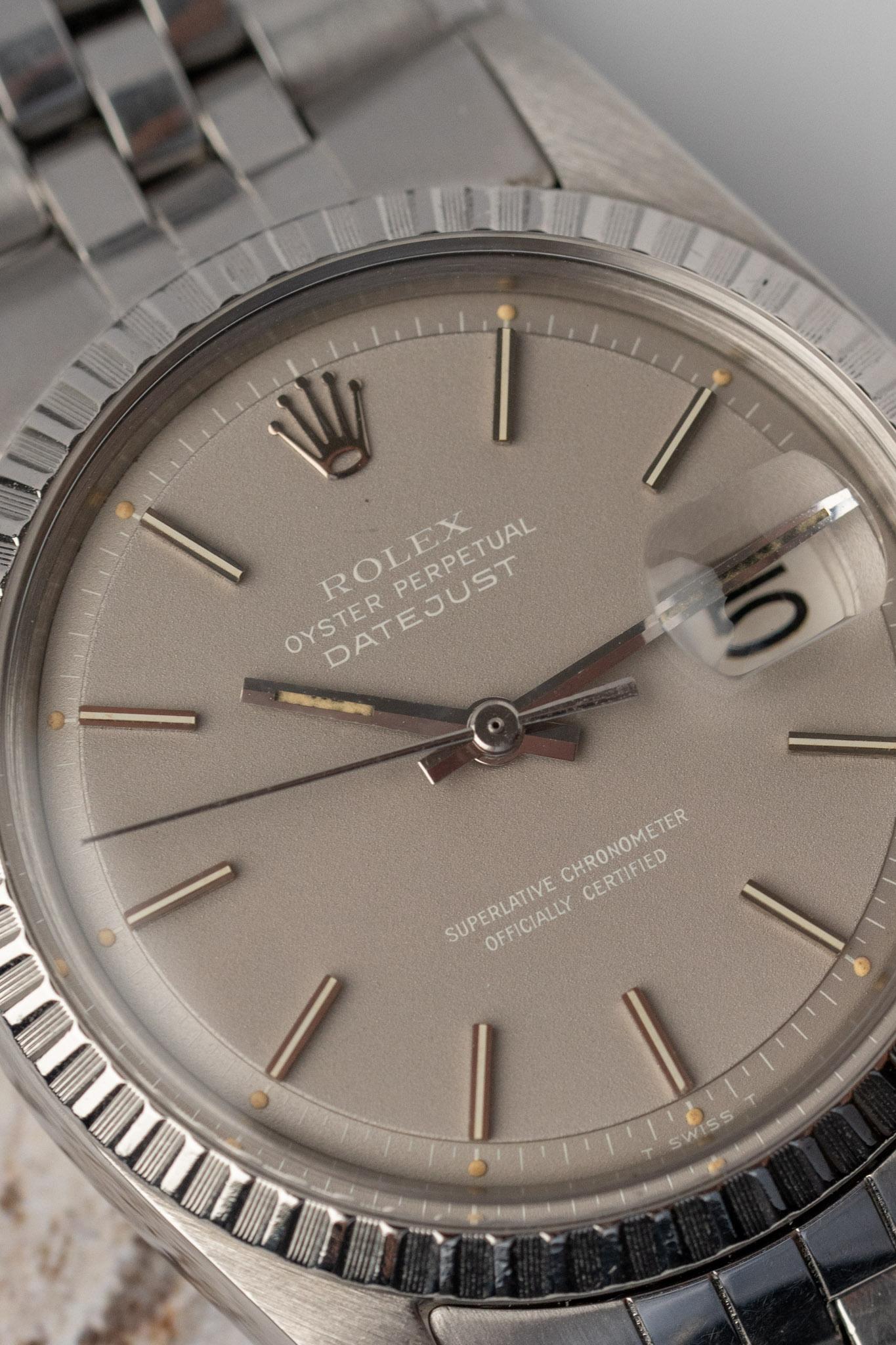 Rolex Datejust 1603 'Ghost' Quadrante Grigio 3.5m Seriale 1979 Set completo in vendita 8