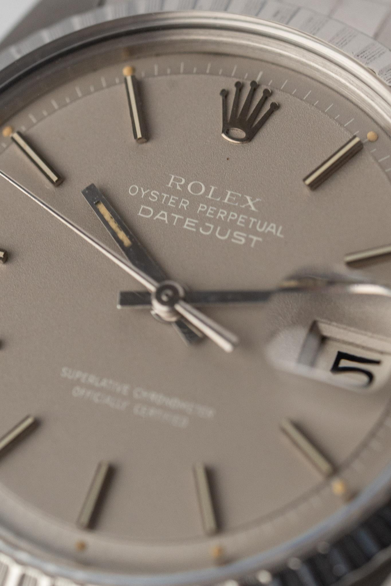 Rolex Datejust 1603 'Ghost' Quadrante Grigio 3.5m Seriale 1979 Set completo in vendita 11